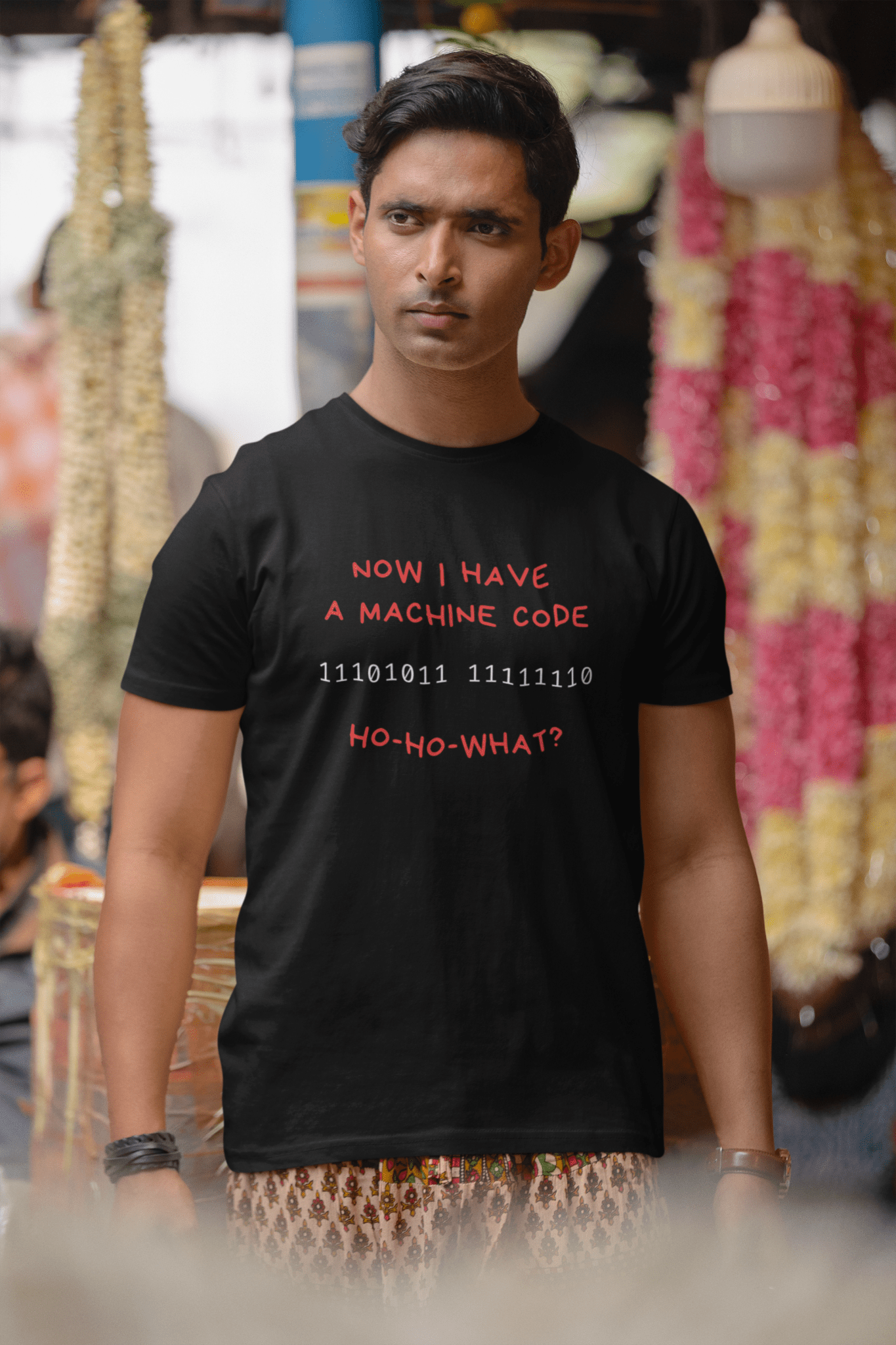 The "Ho - Ho - What?" Programmer Holiday Action Movie Parody Tee - Guilty Kick Apparel