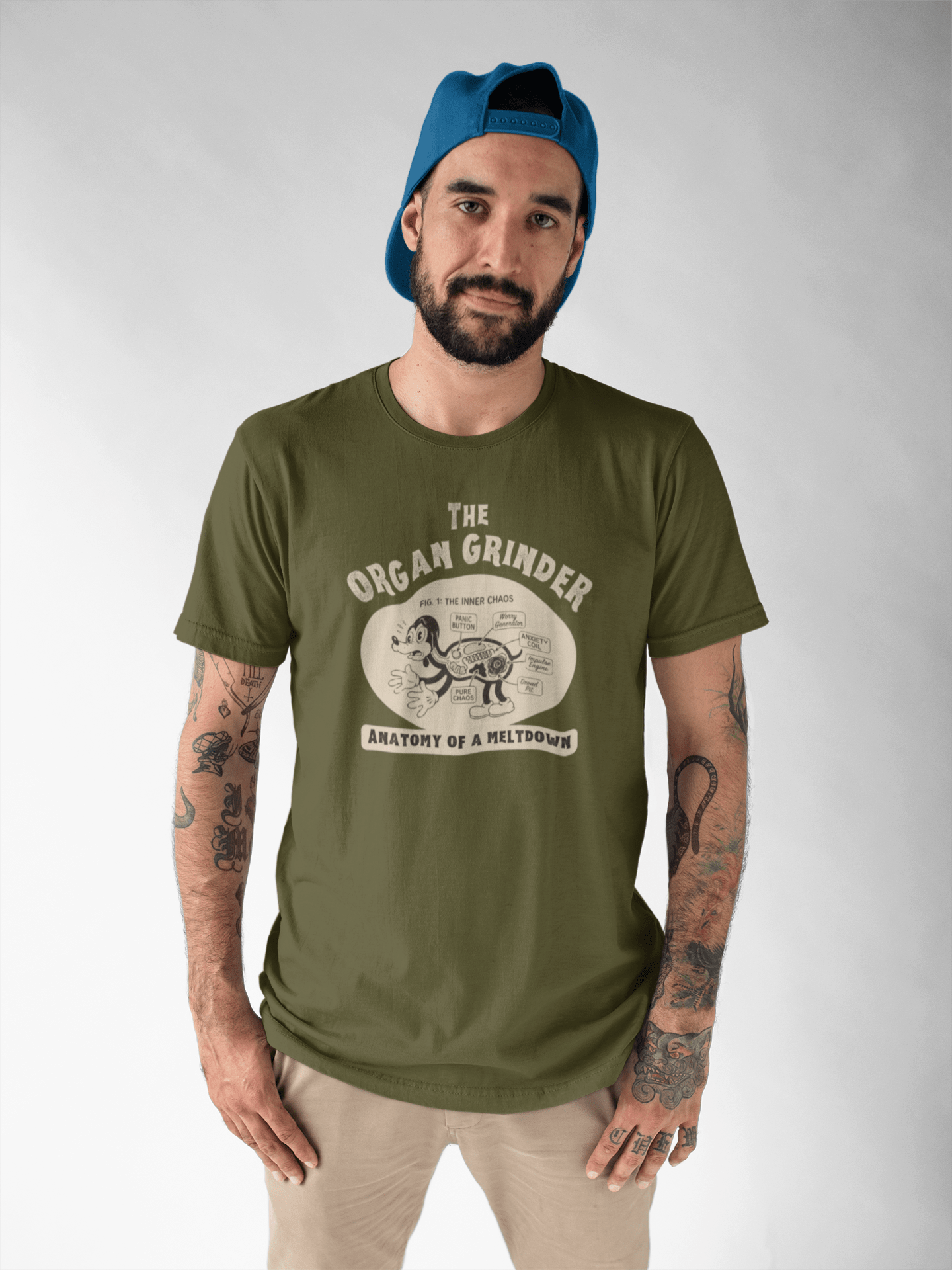 The Organ Grinder Retro Anatomy T-Shirt Vintage 1930s Cartoon Dog Meltdown Graphic Tee - Guilty Kick Apparel