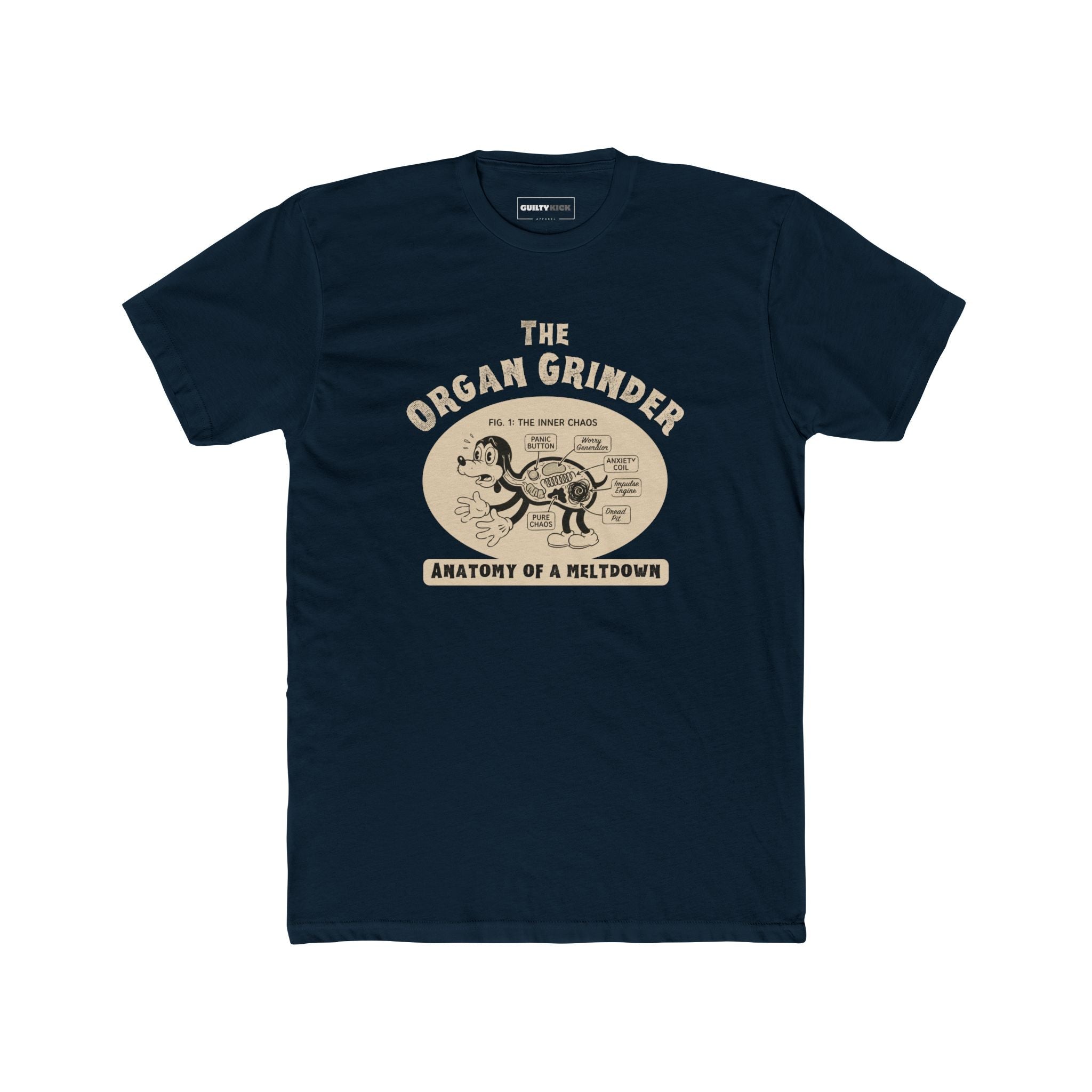 The Organ Grinder Retro Anatomy T-Shirt Vintage 1930s Cartoon Dog Meltdown Graphic Tee - Guilty Kick Apparel