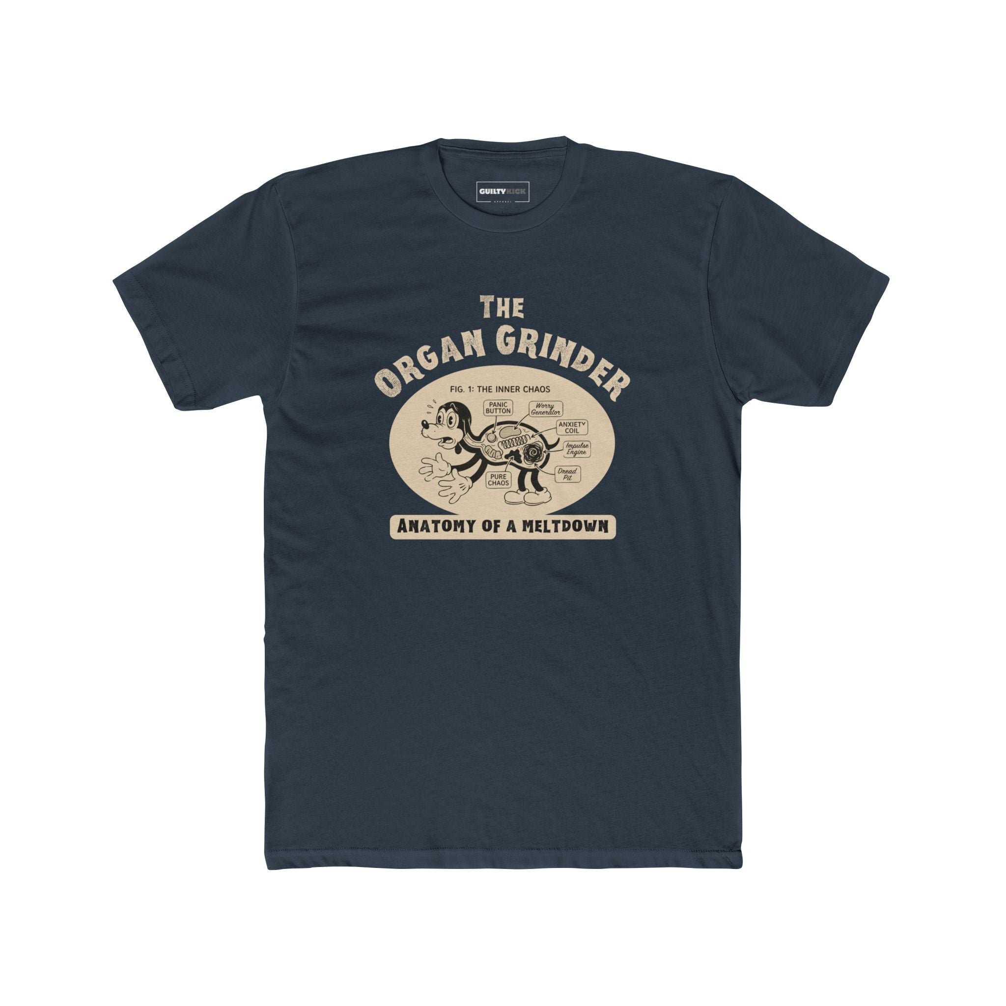 The Organ Grinder Retro Anatomy T-Shirt Vintage 1930s Cartoon Dog Meltdown Graphic Tee - Guilty Kick Apparel