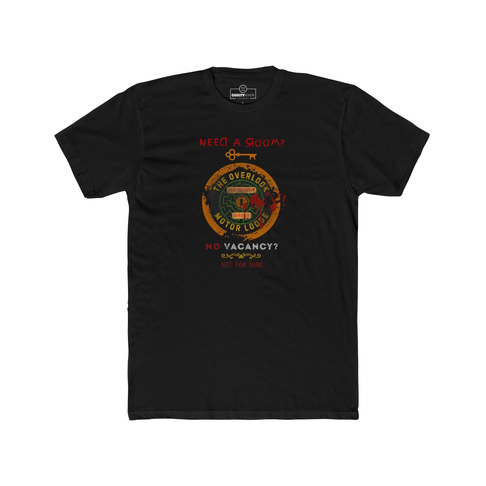 The Overlook Motor Lodge T-Shirt | Vintage Retro Horror Parody Graphic Tee, Funny Halloween Sarcastic Motel Shirt - Guilty Kick Apparel