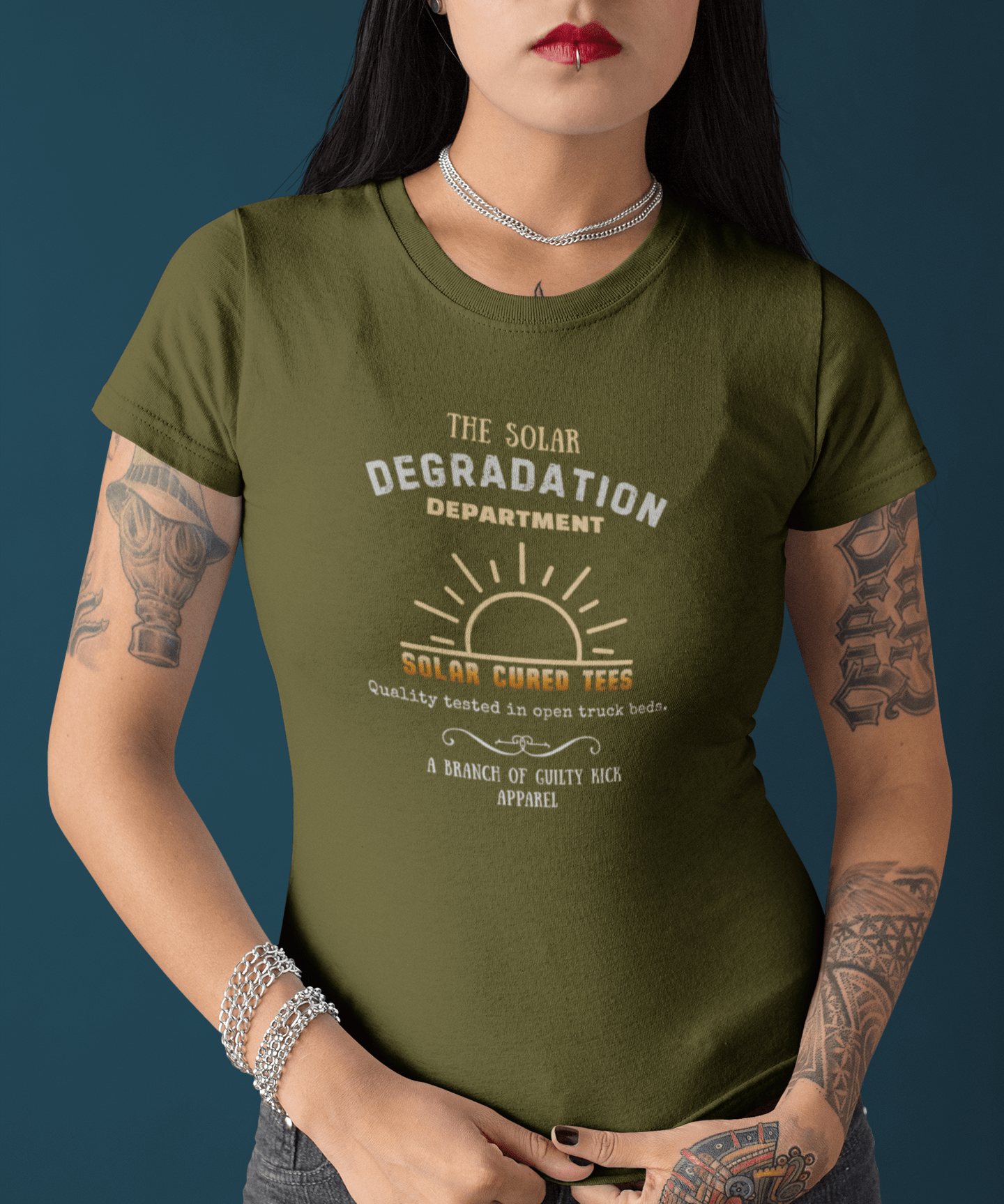 The Solar Degradation Department "Solar Cured Tees" Vintage Graphic T-Shirt, The Brand New Vintage Sun-Baked Collection - Guilty Kick Apparel