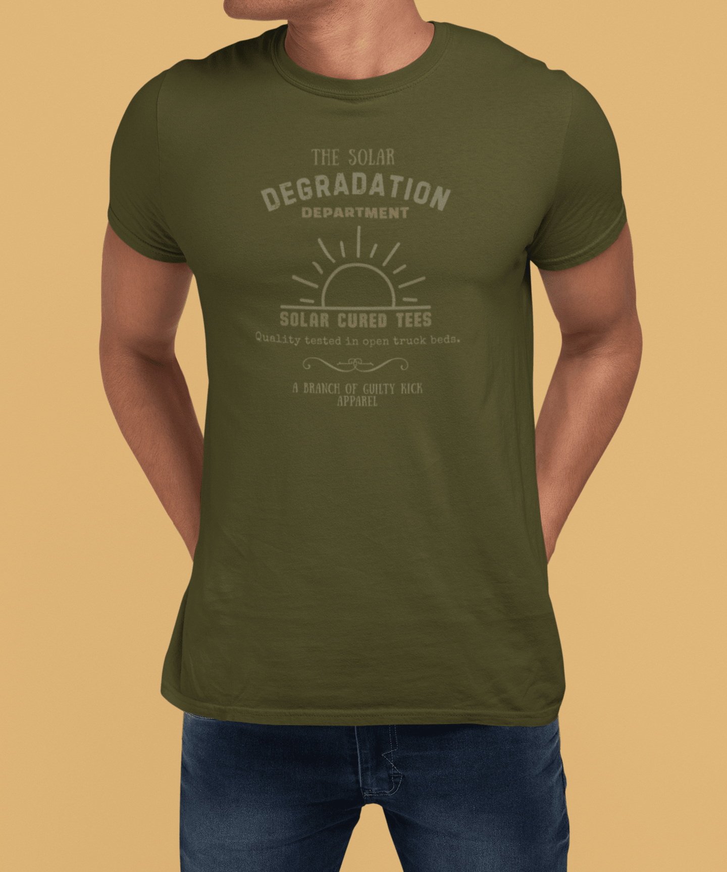 The Solar Degradation Department "Solar Cured Tees" Vintage Graphic T-Shirt, The Brand New Vintage Sun-Baked Collection - Guilty Kick Apparel