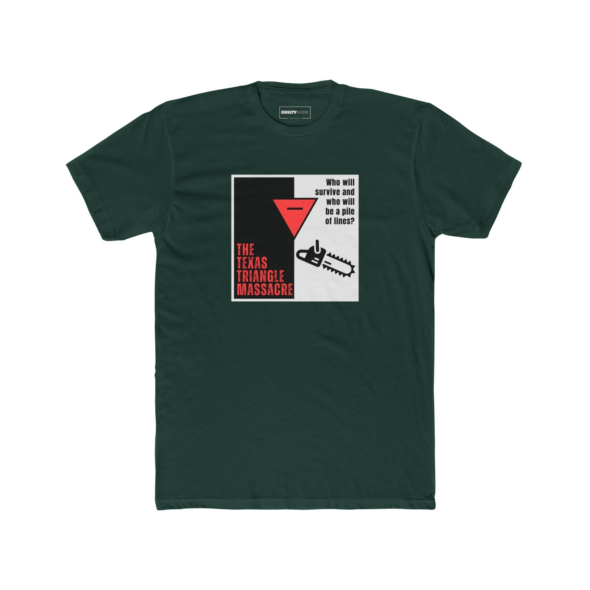 The Texas Triangle Massacre, Funny Minimalist Horror Movie Parody T-Shirt - Guilty Kick Apparel