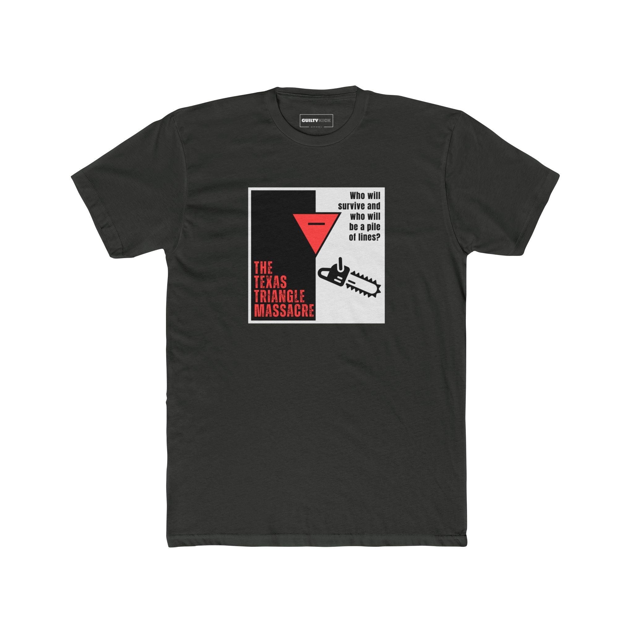 The Texas Triangle Massacre, Funny Minimalist Horror Movie Parody T-Shirt - Guilty Kick Apparel