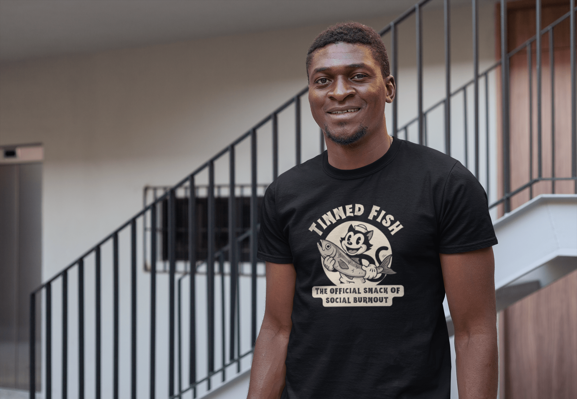 Tinned Fish Sailor Cat Retro T-Shirt Official Snack of Social Burnout Vintage 1930s Cartoon Tee - Guilty Kick Apparel