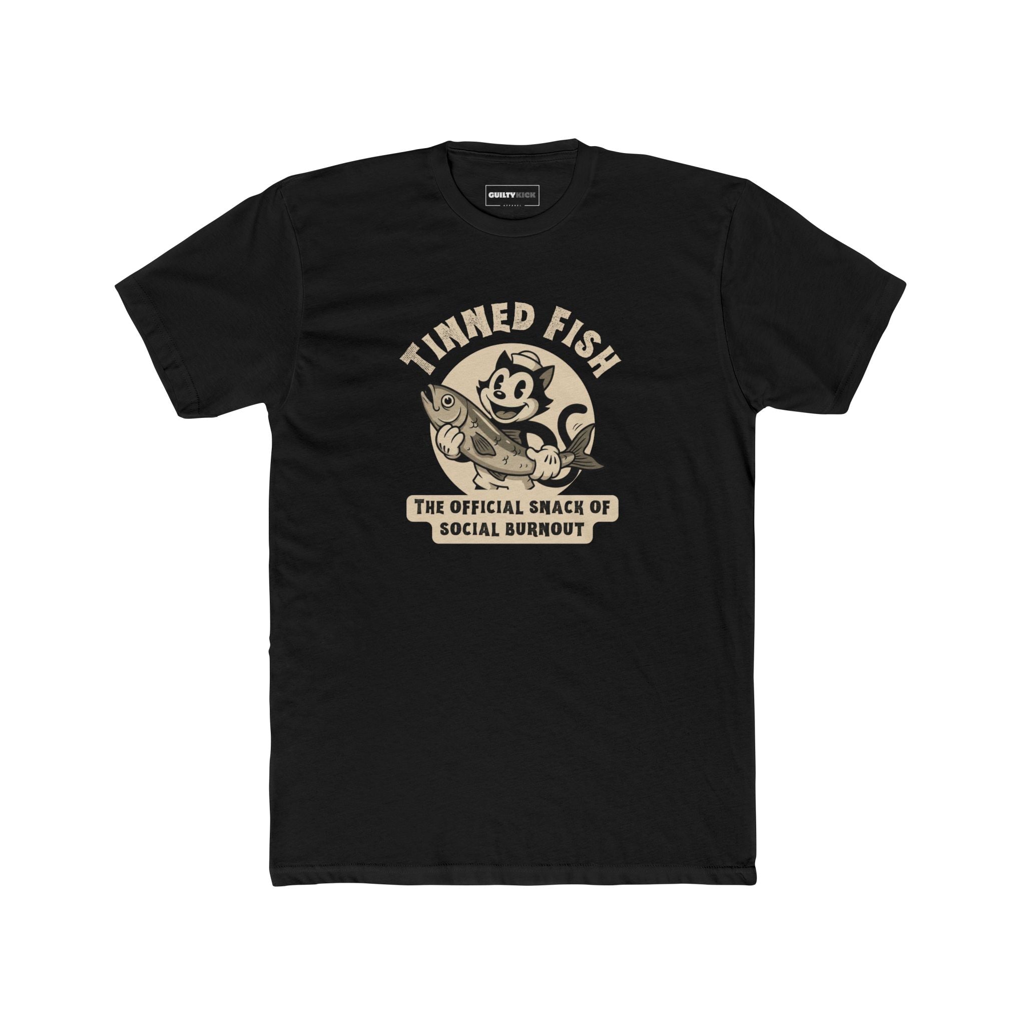 Tinned Fish Sailor Cat Retro T-Shirt Official Snack of Social Burnout Vintage 1930s Cartoon Tee - Guilty Kick Apparel