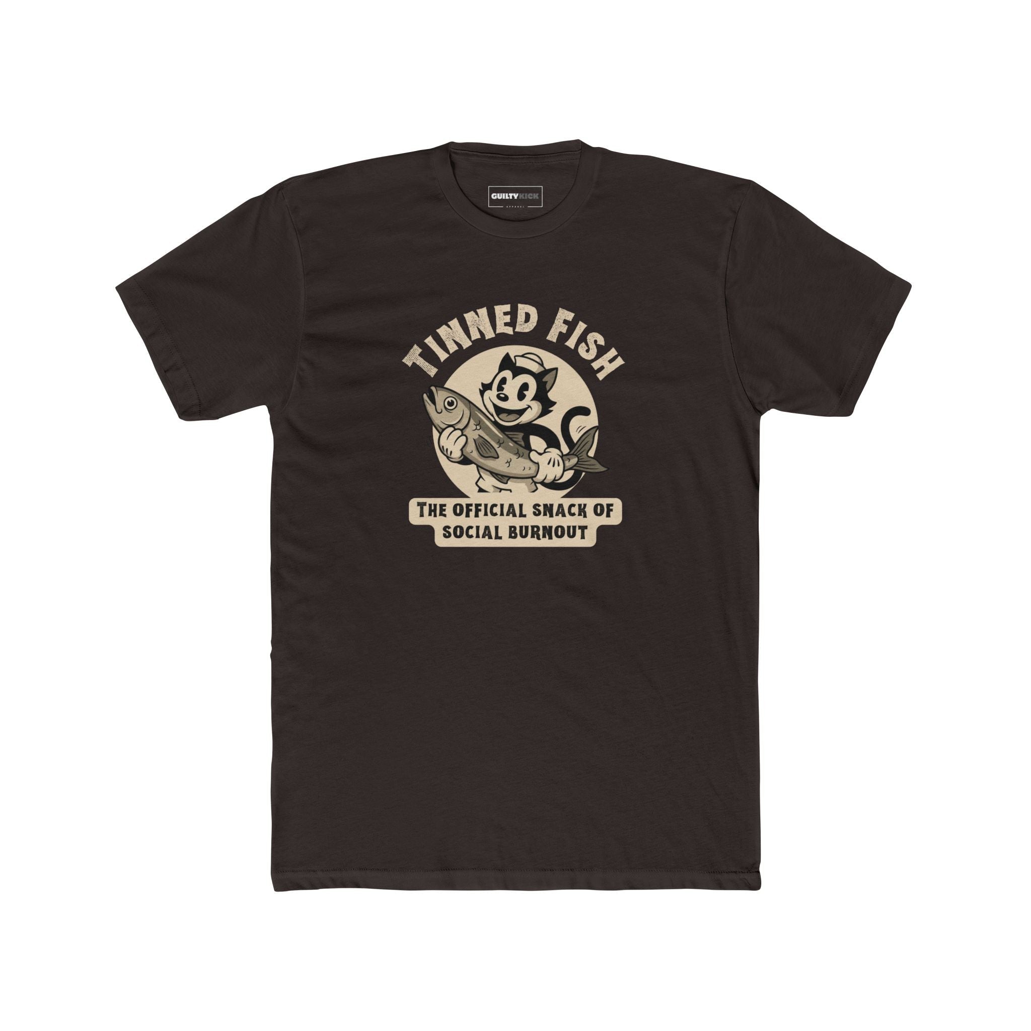 Tinned Fish Sailor Cat Retro T-Shirt Official Snack of Social Burnout Vintage 1930s Cartoon Tee - Guilty Kick Apparel