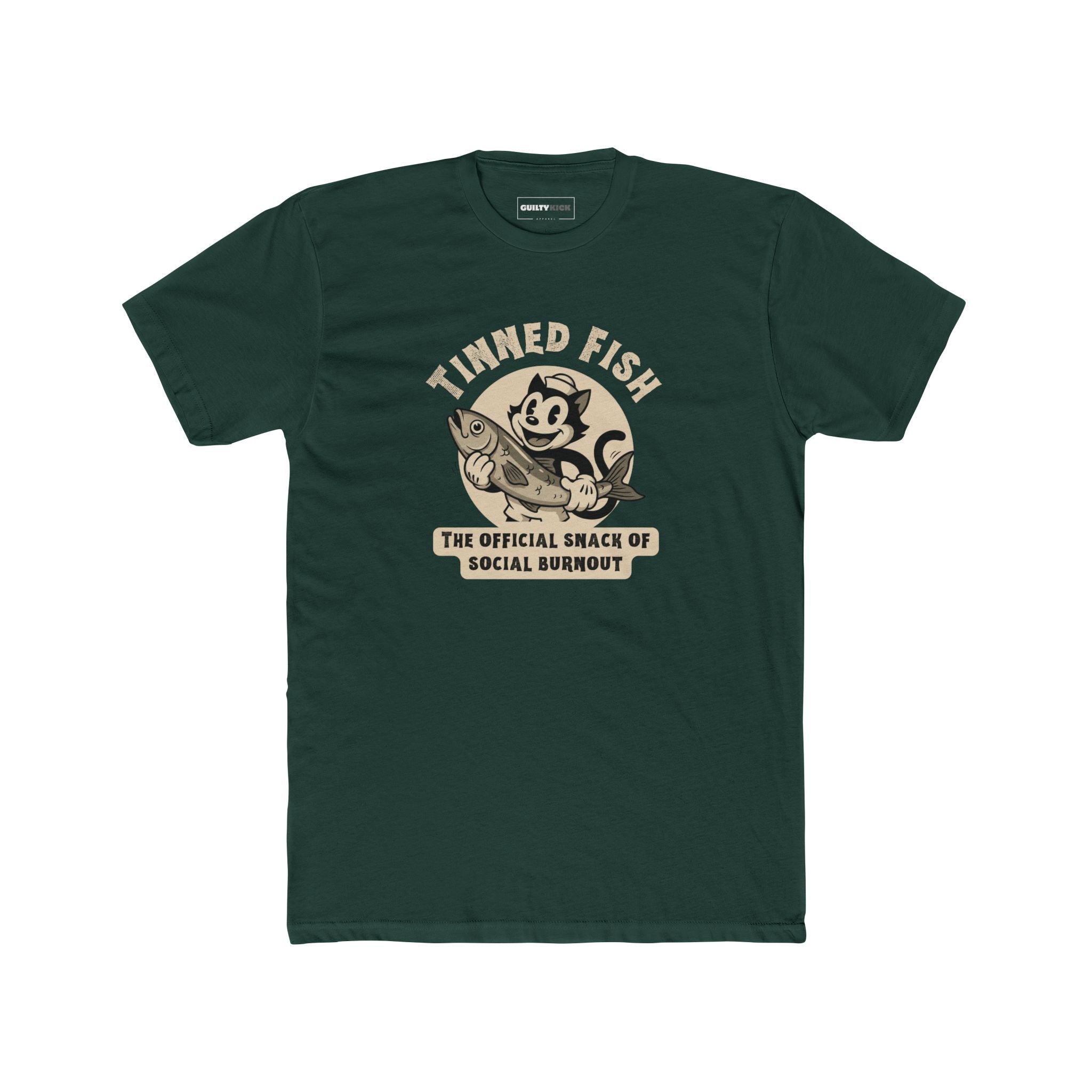 Tinned Fish Sailor Cat Retro T-Shirt Official Snack of Social Burnout Vintage 1930s Cartoon Tee - Guilty Kick Apparel