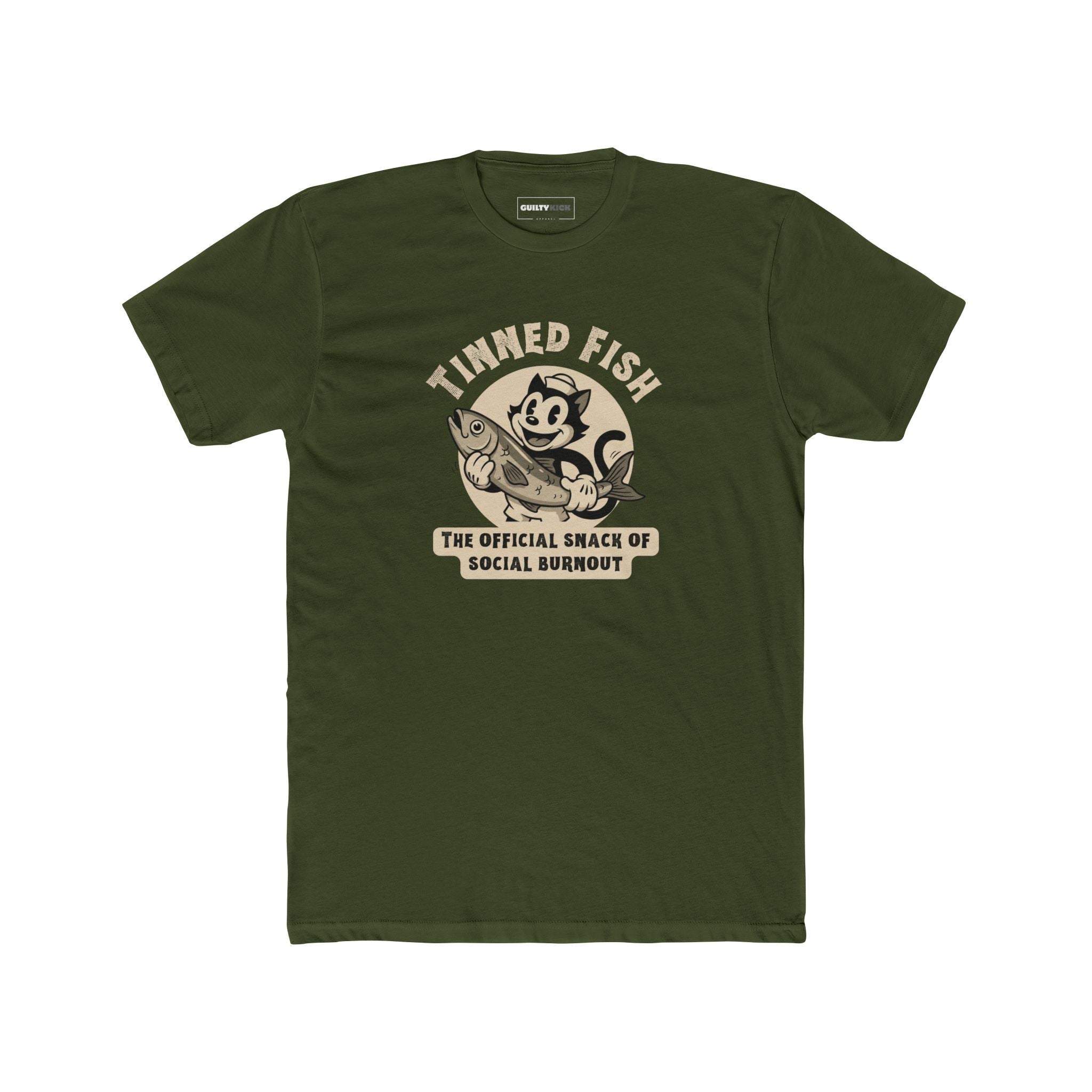 Tinned Fish Sailor Cat Retro T-Shirt Official Snack of Social Burnout Vintage 1930s Cartoon Tee - Guilty Kick Apparel