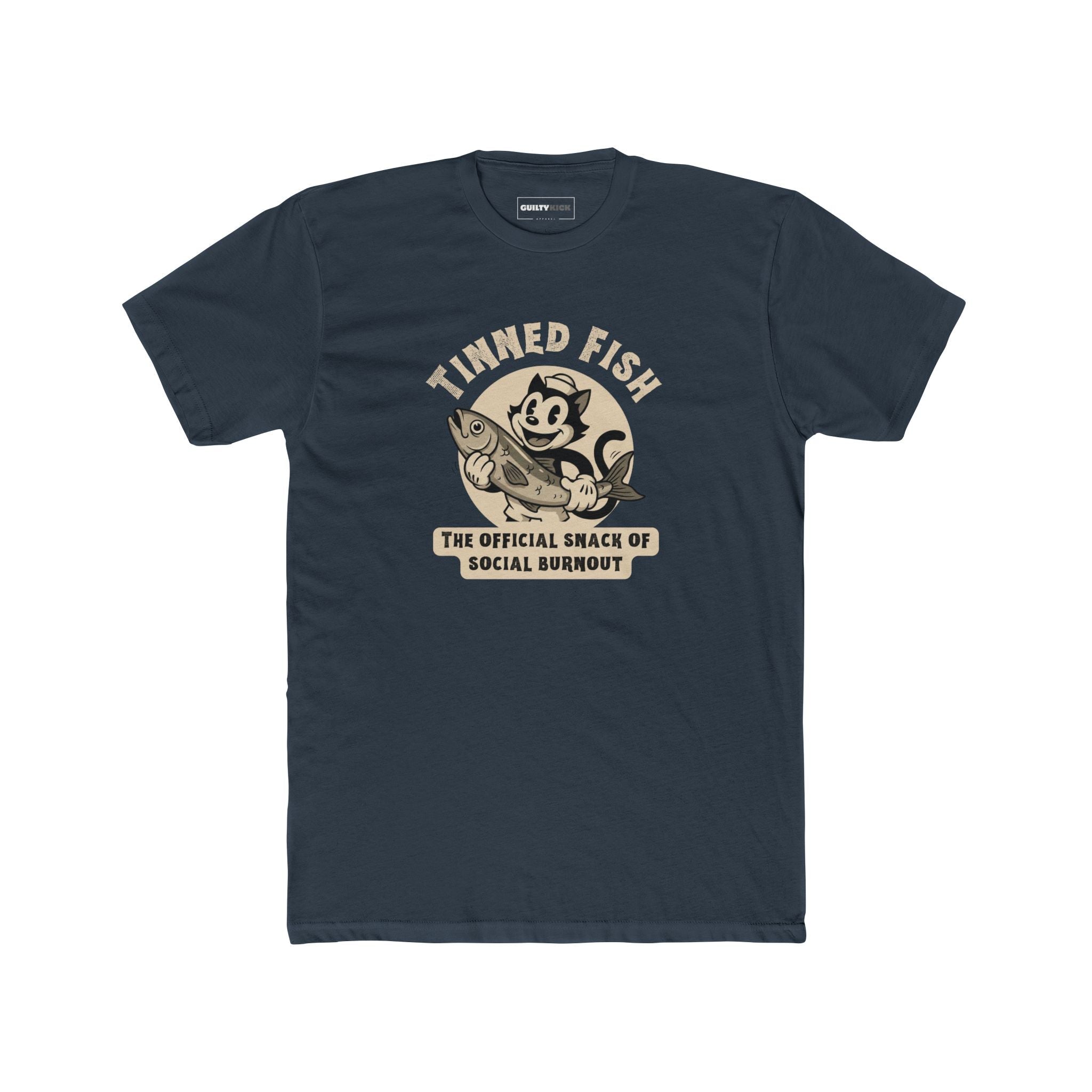 Tinned Fish Sailor Cat Retro T-Shirt Official Snack of Social Burnout Vintage 1930s Cartoon Tee - Guilty Kick Apparel