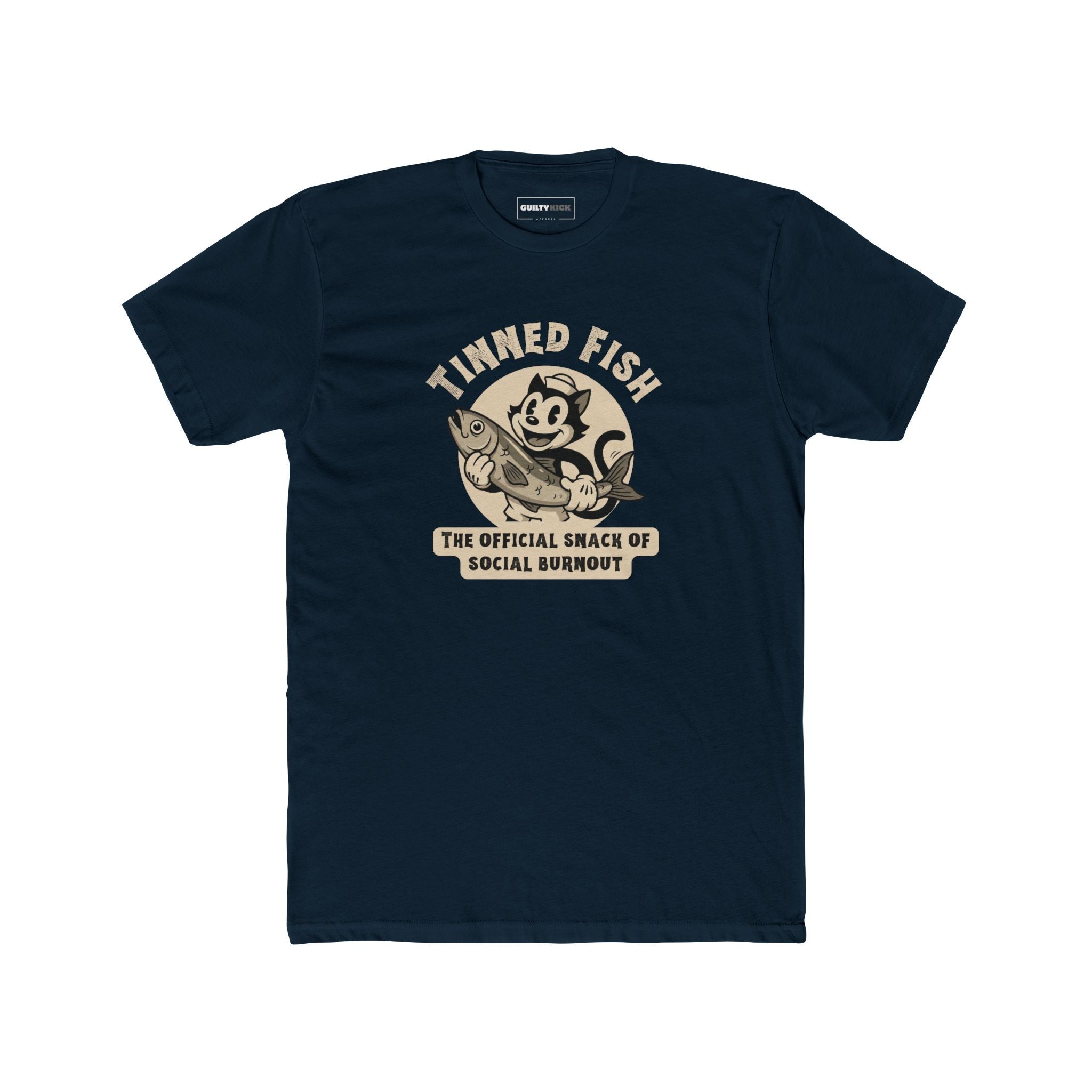 Tinned Fish Sailor Cat Retro T-Shirt Official Snack of Social Burnout Vintage 1930s Cartoon Tee - Guilty Kick Apparel