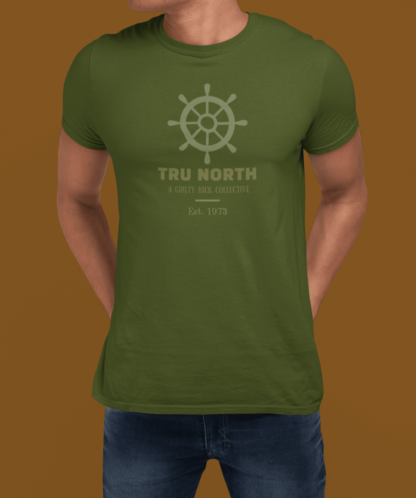 Tru North "Est. 1973" Vintage Ships Wheel Graphic T-Shirt, The Brand New Vintage Sunbaked Collection - Guilty Kick Apparel