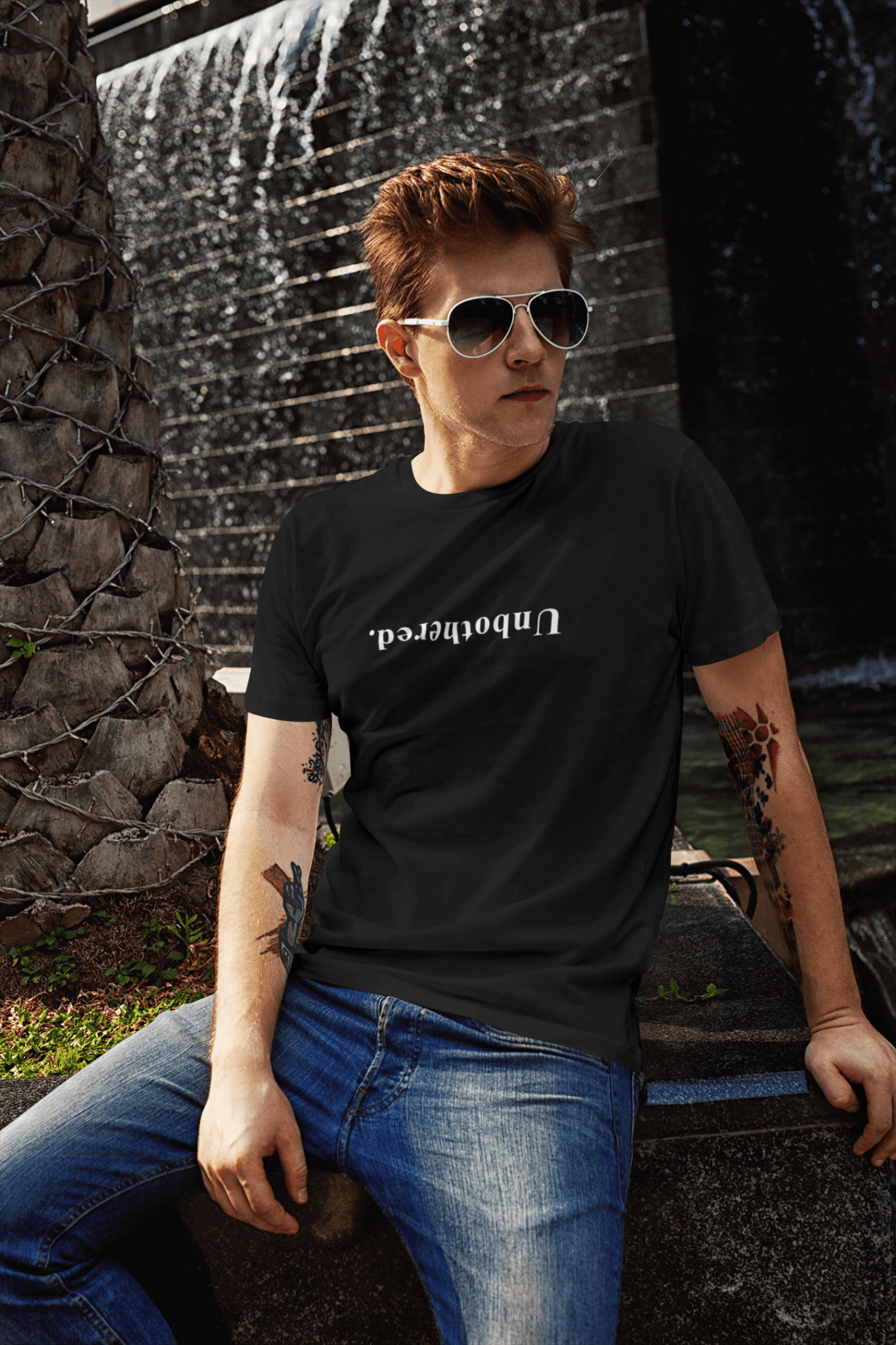 Unbothered. Upside Down Sarcastic Minimalist Graphic T-Shirt - Guilty Kick Apparel