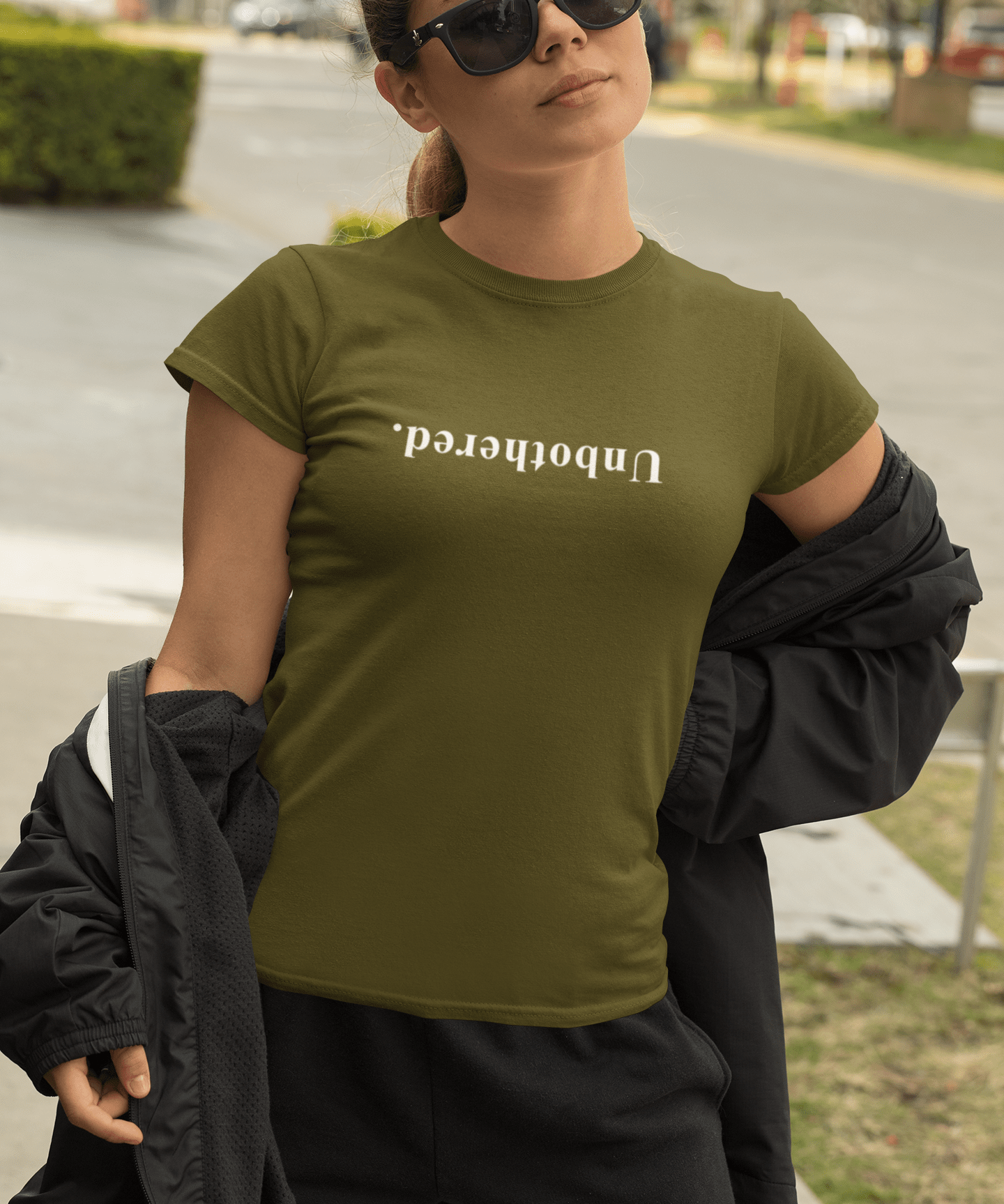 Unbothered. Upside Down Sarcastic Minimalist Graphic T-Shirt - Guilty Kick Apparel