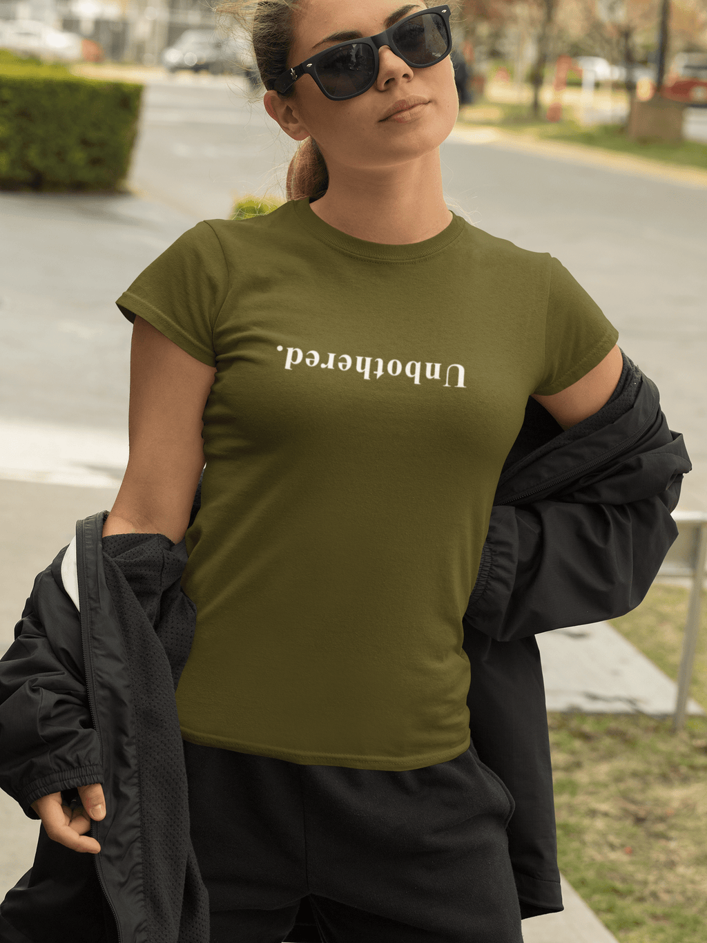 Unbothered. Upside Down Sarcastic Minimalist Graphic T-Shirt - Guilty Kick Apparel