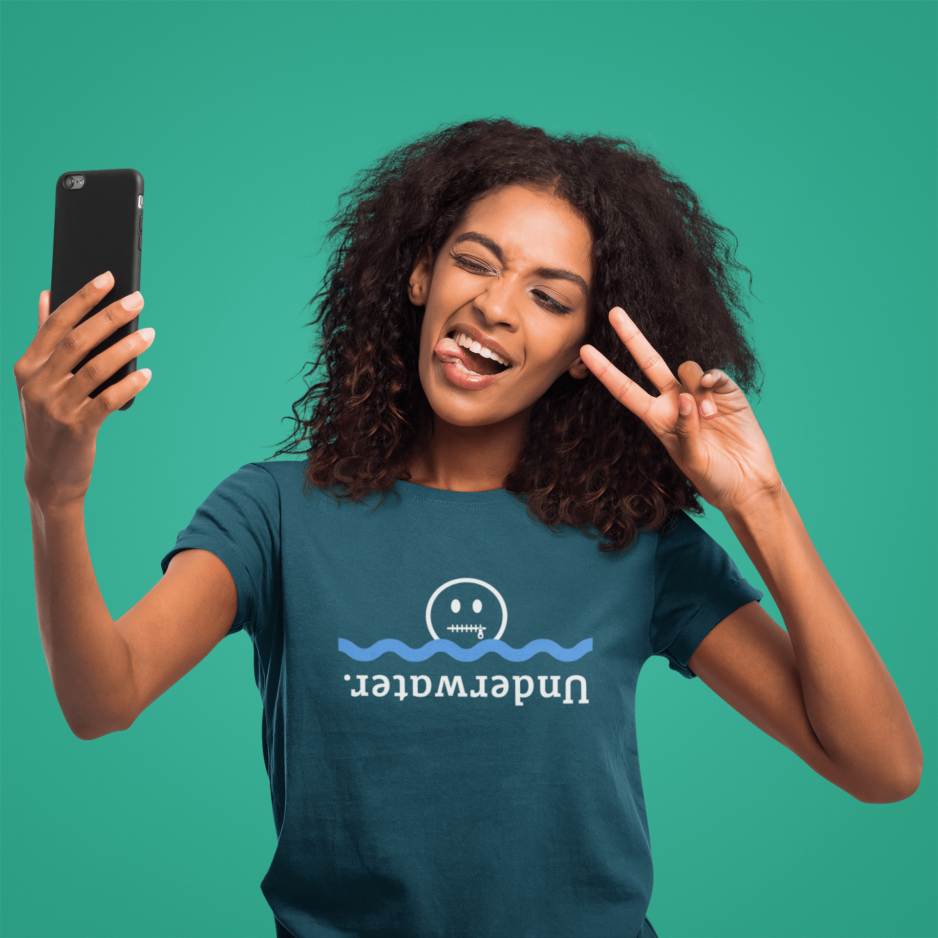 Underwater Inverted Text Graphic Tee Absurdist Introvert Zipper Smile T-Shirt - Guilty Kick Apparel