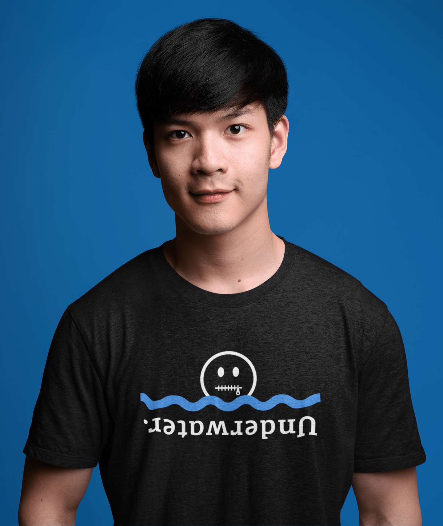 Underwater Inverted Text Graphic Tee Absurdist Introvert Zipper Smile T-Shirt - Guilty Kick Apparel