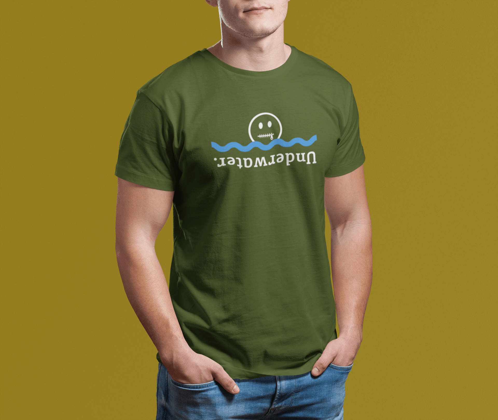 Underwater Inverted Text Graphic Tee Absurdist Introvert Zipper Smile T-Shirt - Guilty Kick Apparel