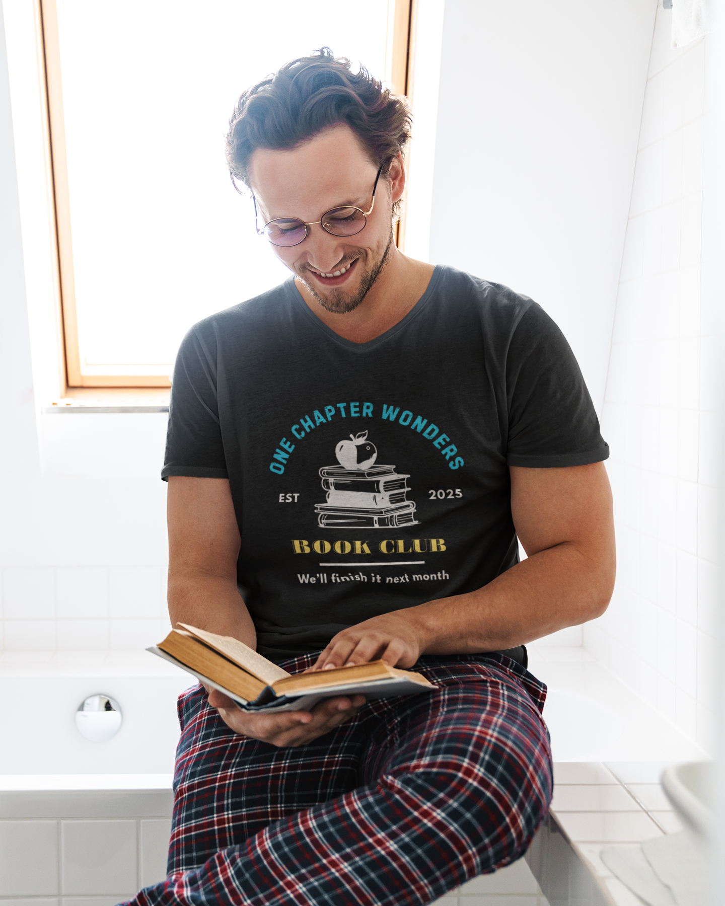 One Chapter Wonder Book Club tee for lazy readers.