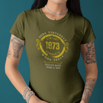 Vintage 1973 "Born Yesterday" Distressed Graphic Tee | Guilty Kick Sunbaked Retro Humor Shirt - Guilty Kick Apparel