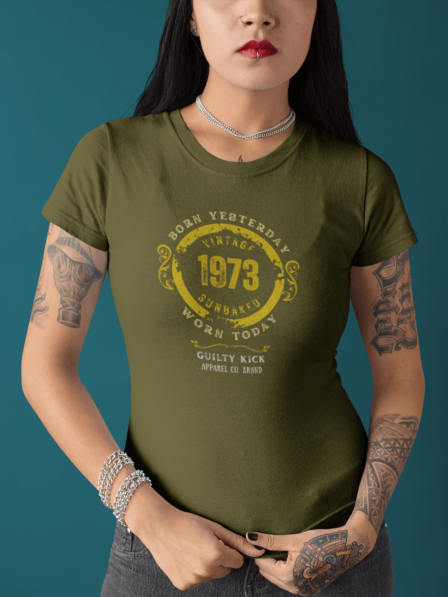 Vintage 1973 "Born Yesterday" Distressed Graphic Tee | Guilty Kick Sunbaked Retro Humor Shirt - Guilty Kick Apparel