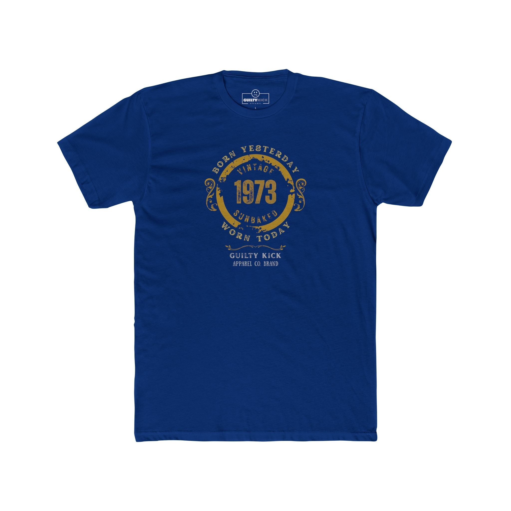Vintage 1973 "Born Yesterday" Distressed Graphic Tee | Guilty Kick Sunbaked Retro Humor Shirt - Guilty Kick Apparel