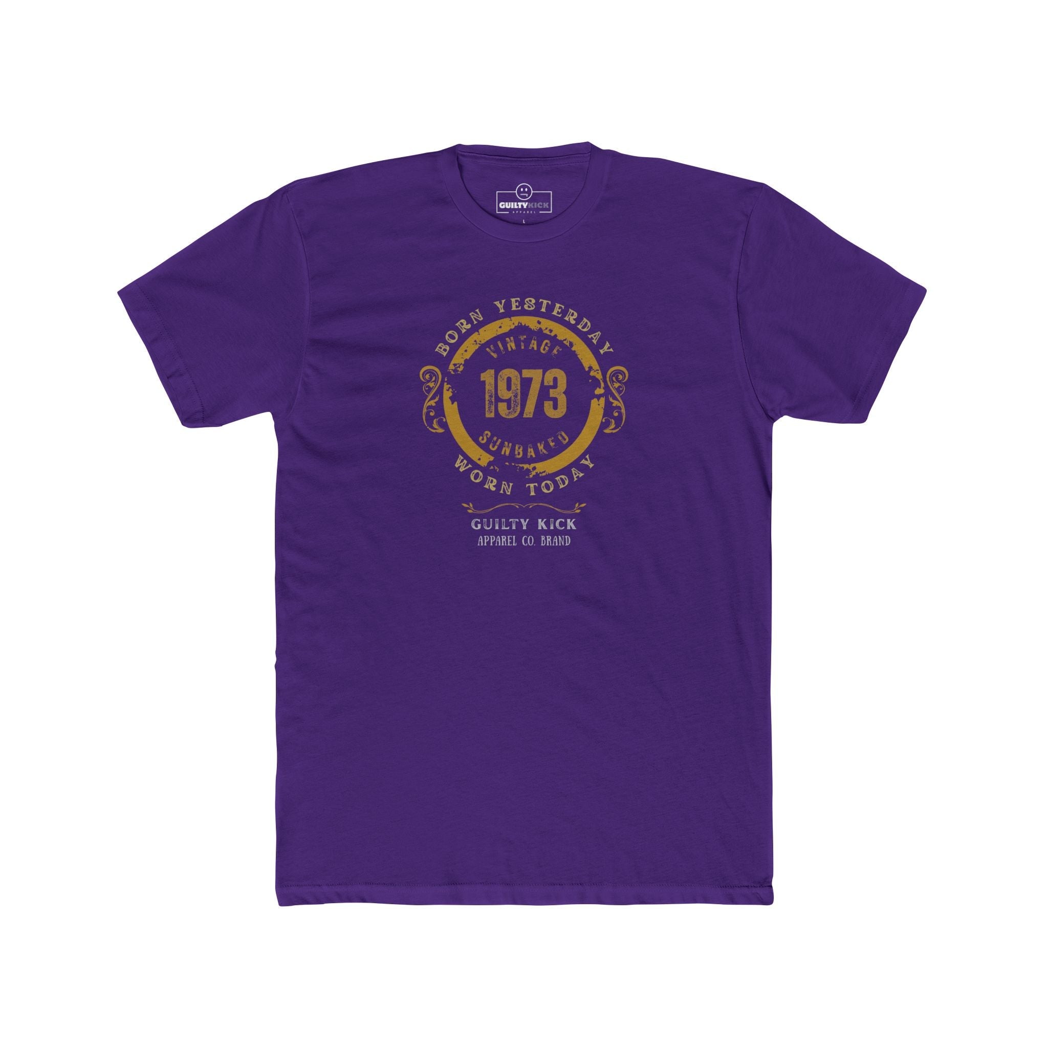 Vintage 1973 "Born Yesterday" Distressed Graphic Tee | Guilty Kick Sunbaked Retro Humor Shirt - Guilty Kick Apparel