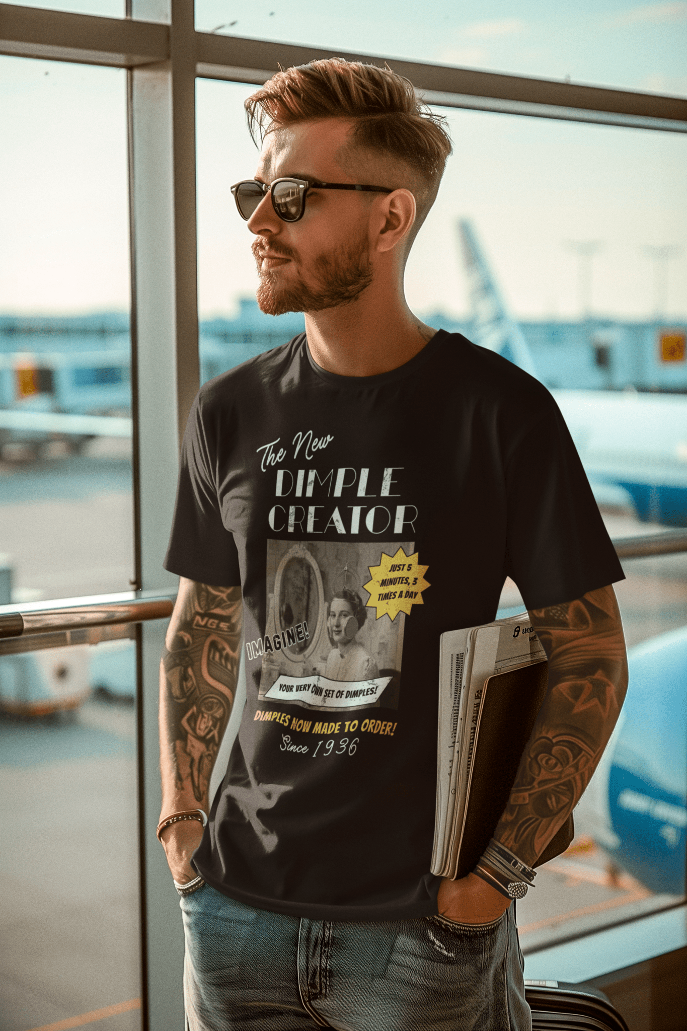 Vintage Ad Dimple Maker, Absurd 1936 Device - Guilty Kick Apparel