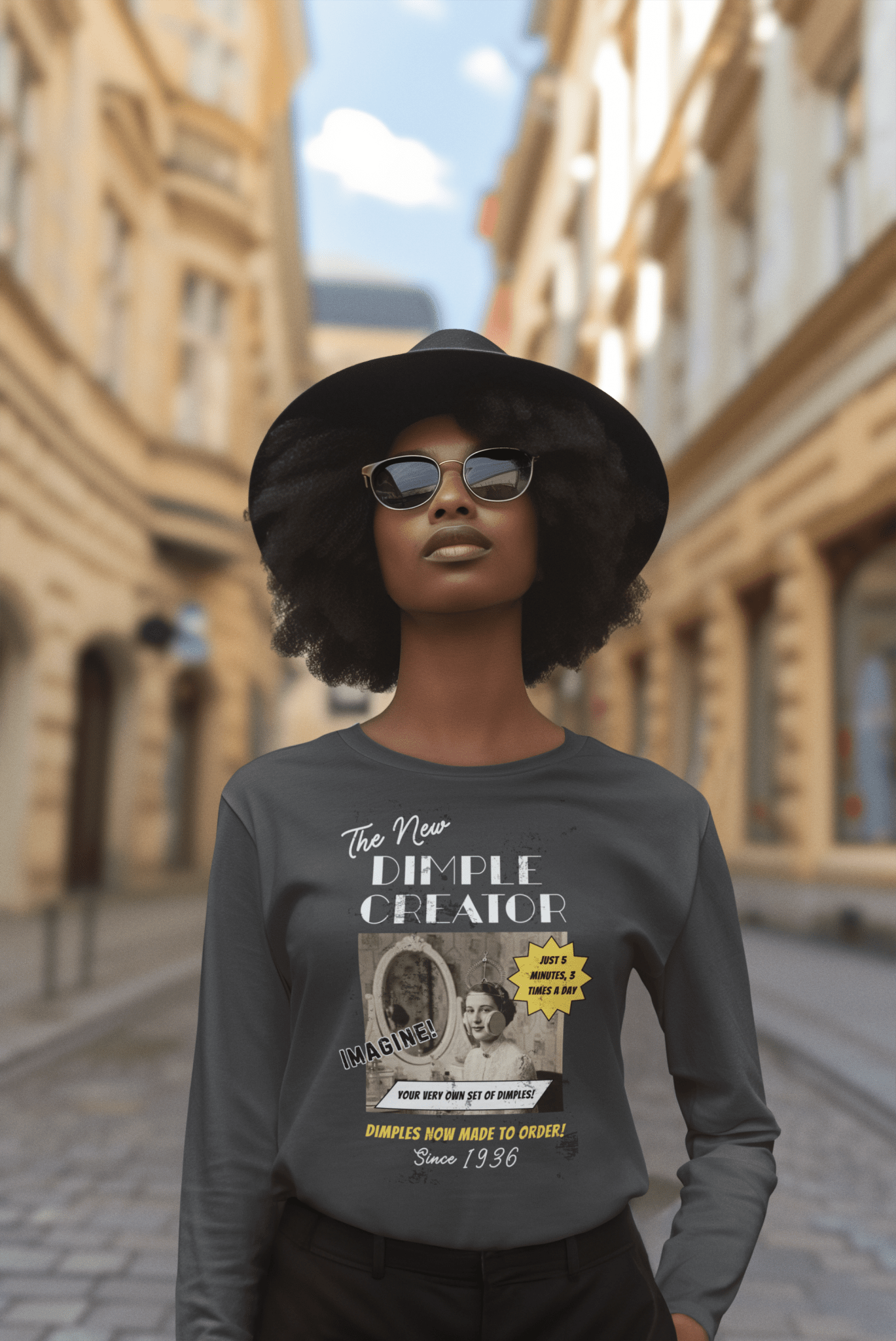 Vintage Ad Dimple Maker, Absurd 1936 Device - Guilty Kick Apparel