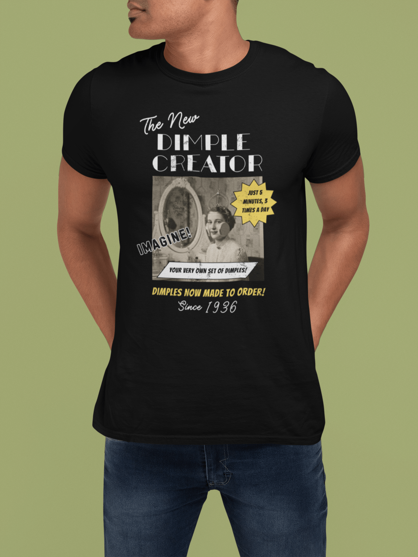 Vintage Ad Dimple Maker, Absurd 1936 Device - Guilty Kick Apparel