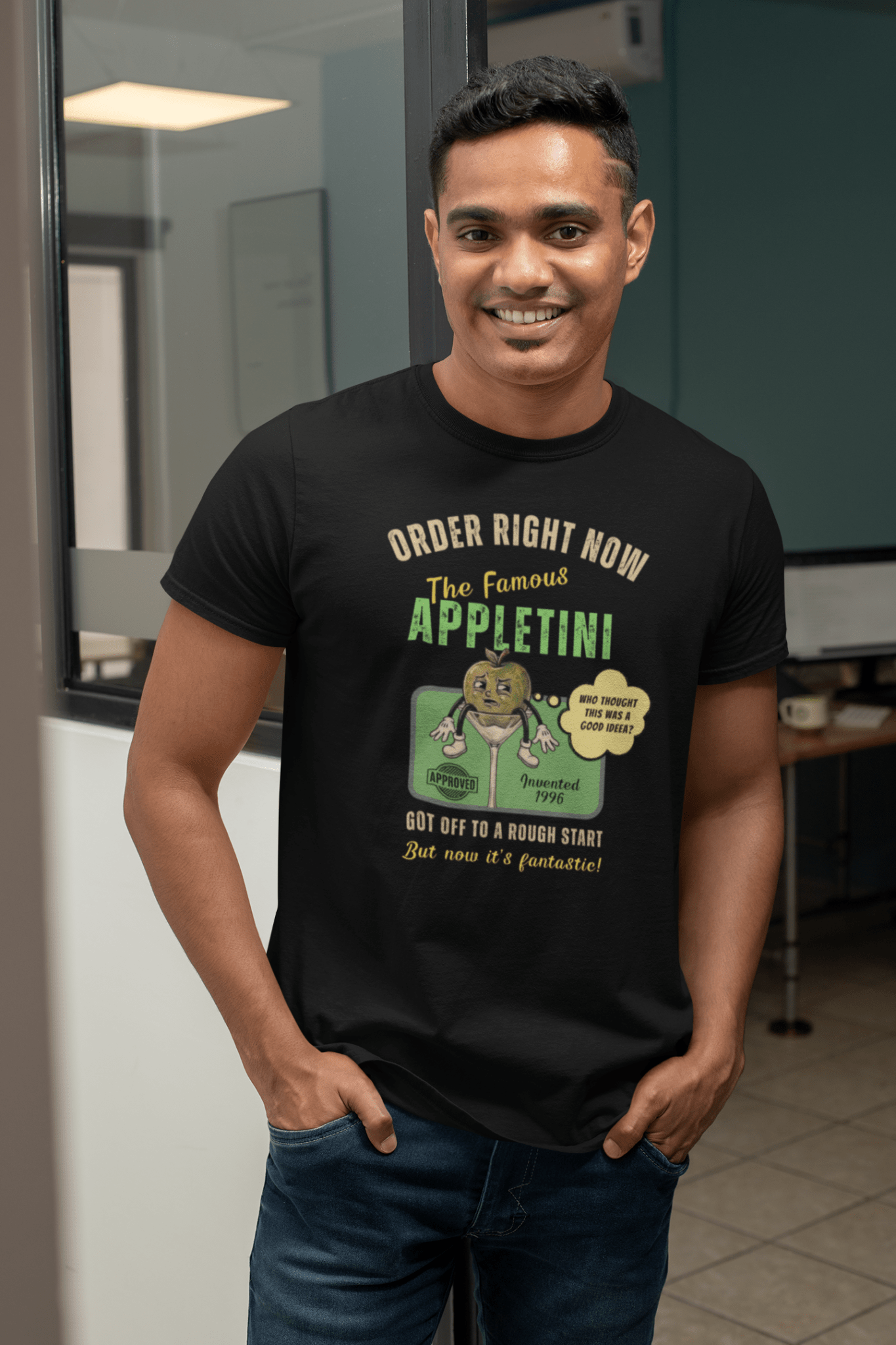 Vintage Appletini Existential Crisis T-Shirt - 1996 Retro Cocktail Parody Tee - Guilty Kick Apparel