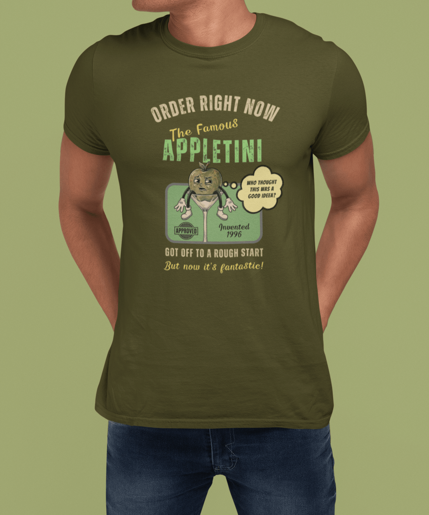 Vintage Appletini Existential Crisis T-Shirt - 1996 Retro Cocktail Parody Tee - Guilty Kick Apparel