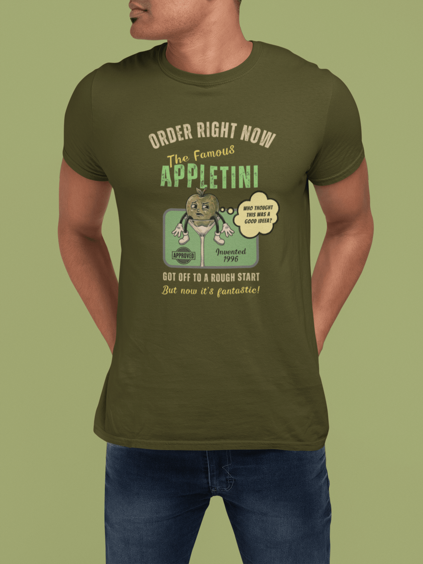 Vintage Appletini Existential Crisis T-Shirt - 1996 Retro Cocktail Parody Tee - Guilty Kick Apparel