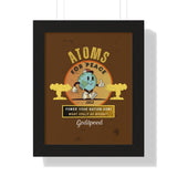 Vintage Atoms for Peace Parody Ad Framed Vertical Poster Print - Guilty Kick Apparel
