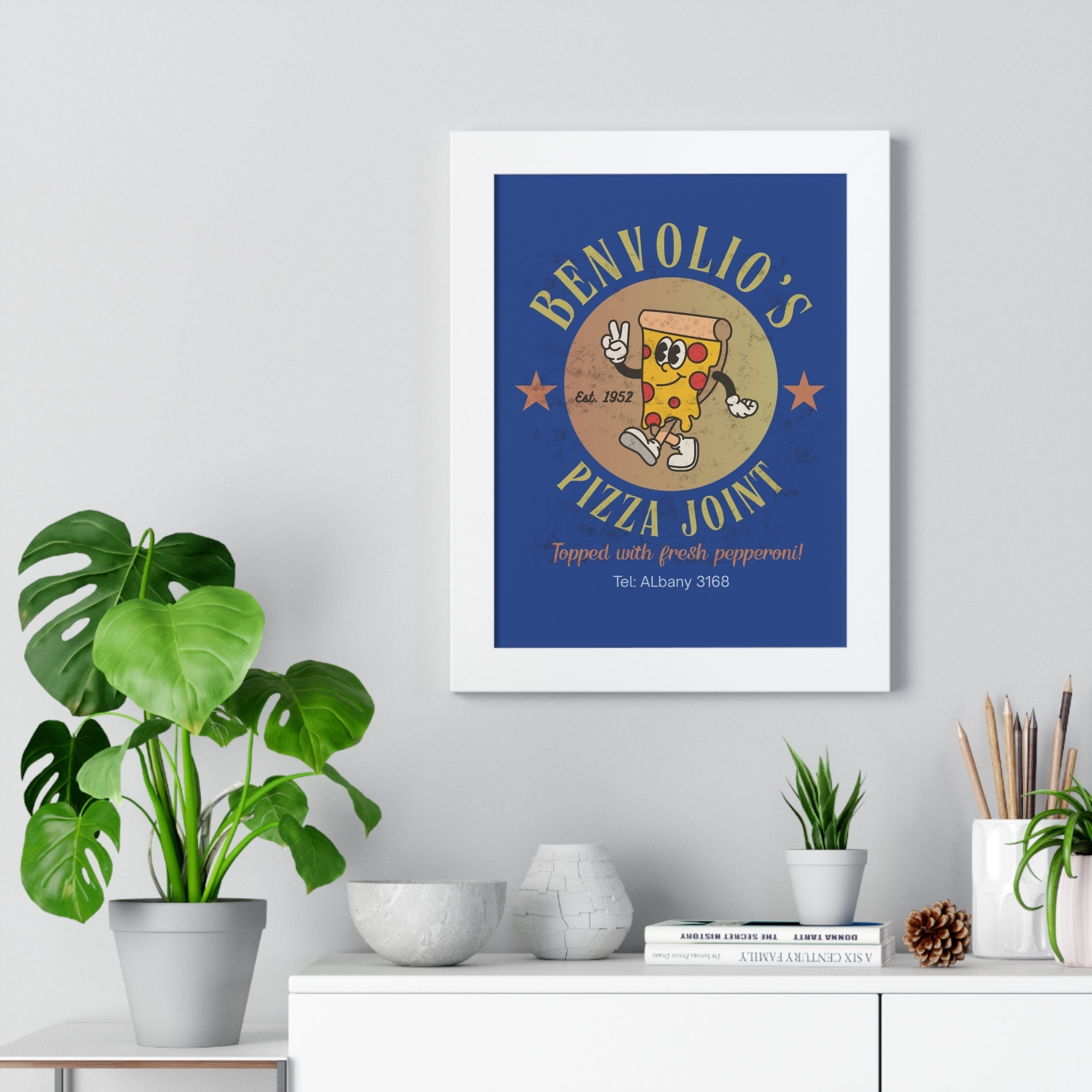 Vintage Benvolio's Pizza Joint Poster, Kitchen Wall Art, 1952 Print - Guilty Kick Apparel