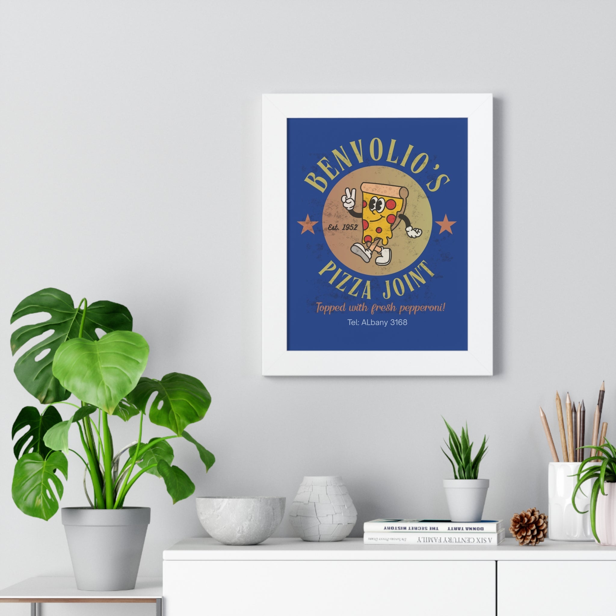 Vintage Benvolio's Pizza Joint Poster, Kitchen Wall Art, 1952 Print - Guilty Kick Apparel