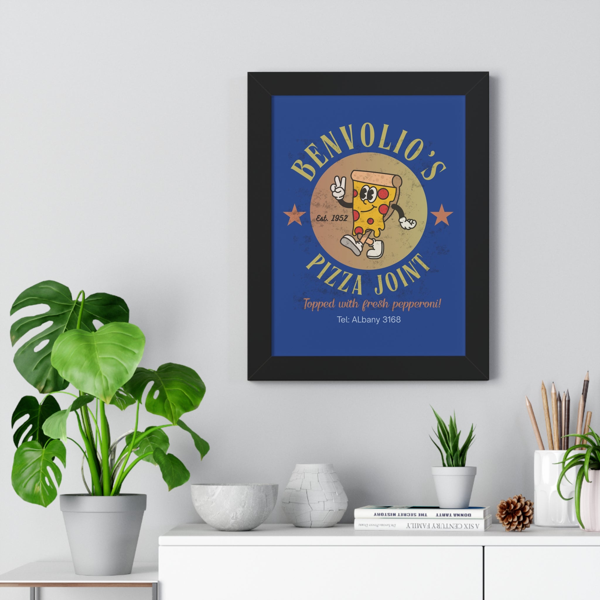 Vintage Benvolio's Pizza Joint Poster, Kitchen Wall Art, 1952 Print - Guilty Kick Apparel