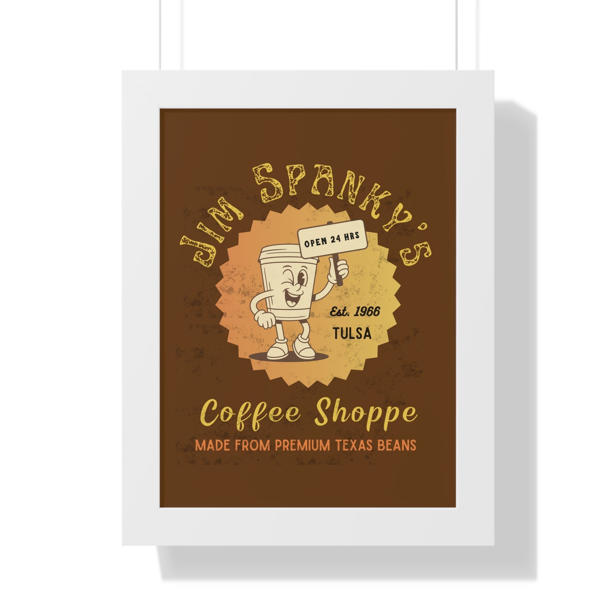 Vintage Coffee Shop Poster Framed, Wall Art 1966: Jim Spanky's Coffee Shoppe - Guilty Kick Apparel