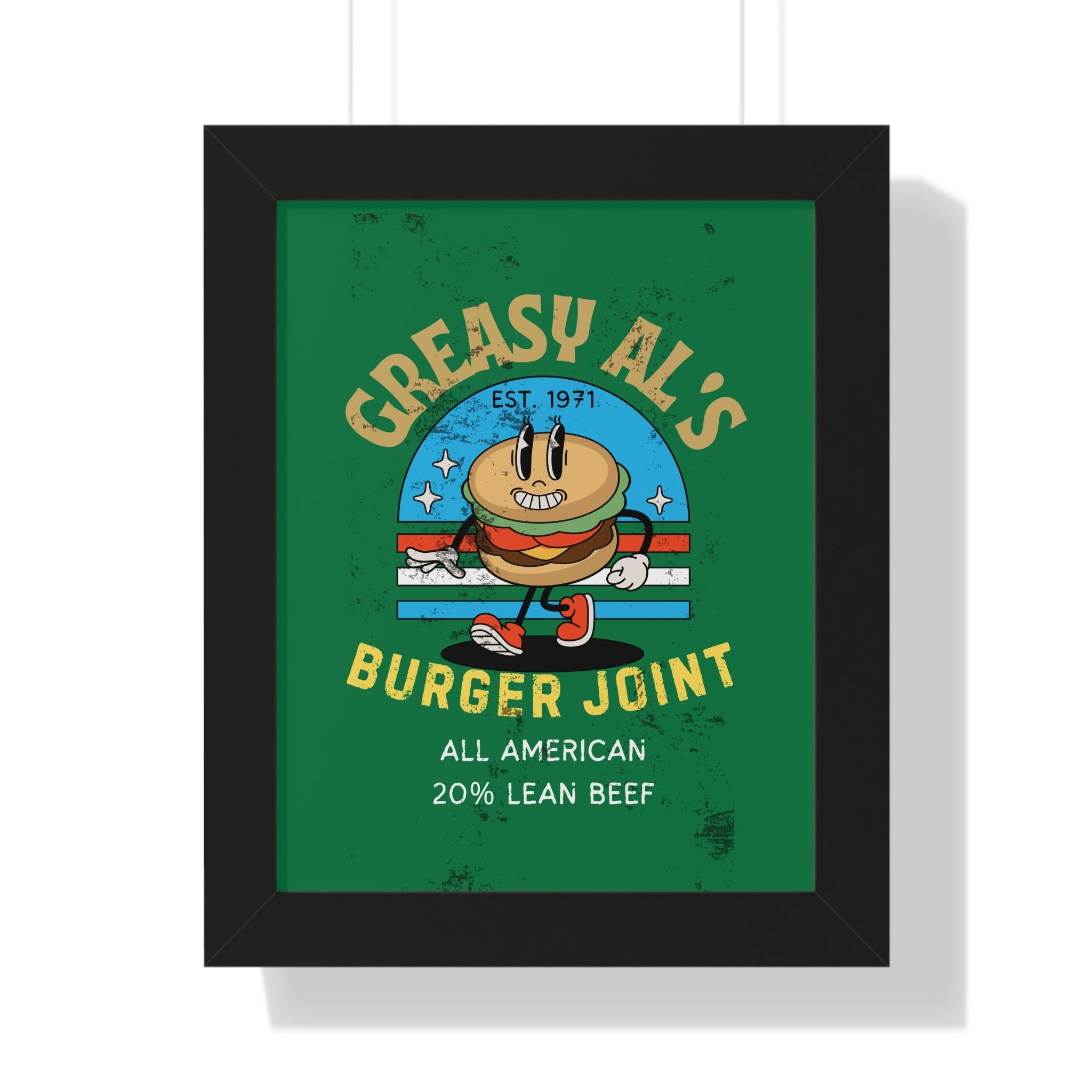 Vintage Greasy Al's Burger Joint Framed Poster, 1971 - Guilty Kick Apparel