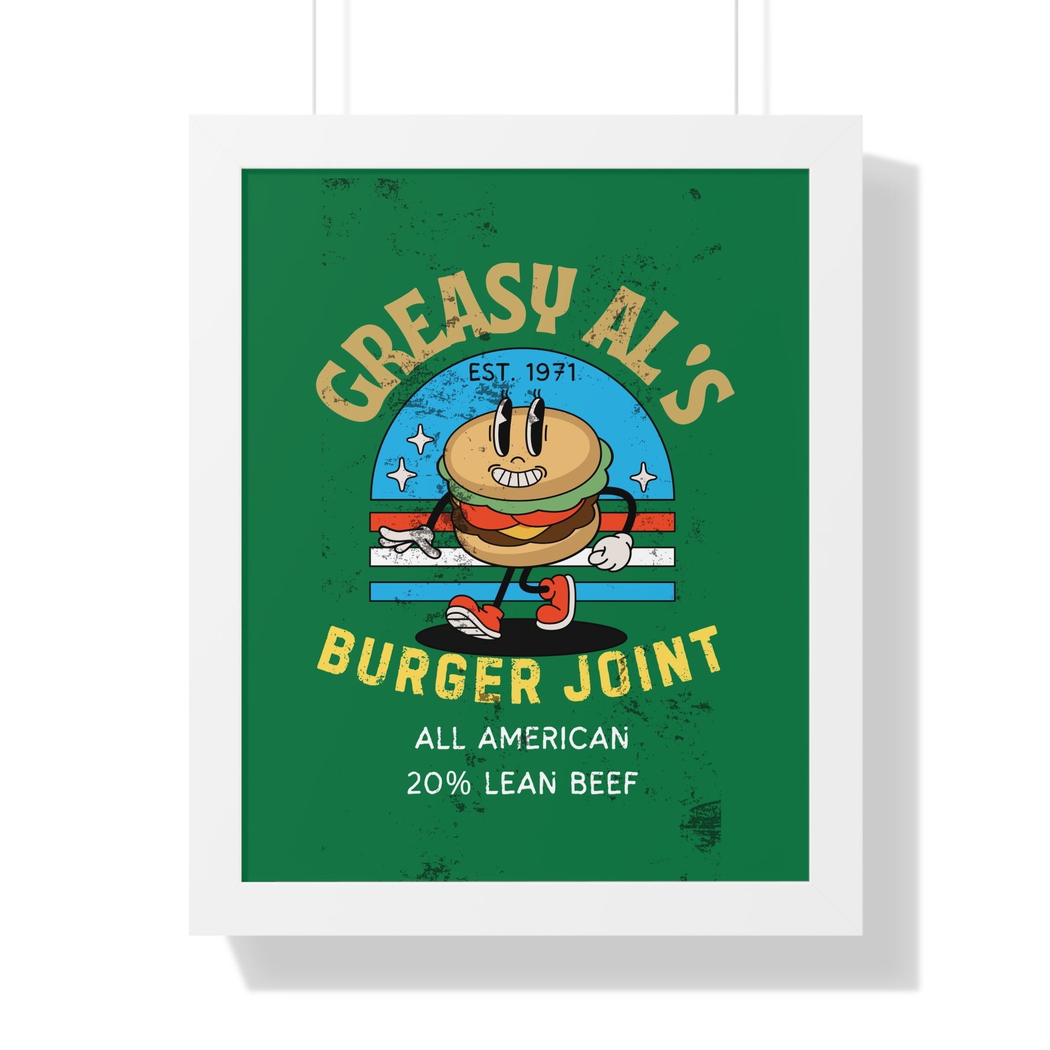 Vintage Greasy Al's Burger Joint Framed Poster, 1971 - Guilty Kick Apparel