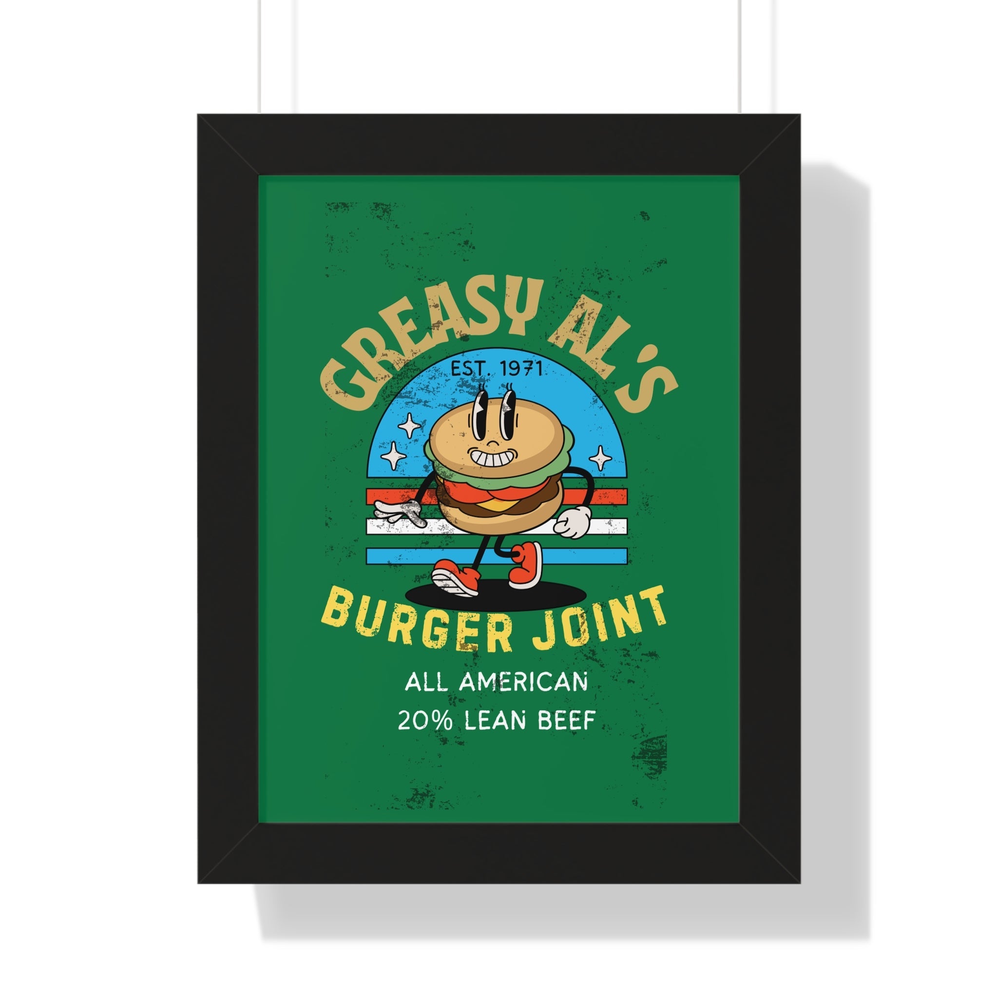 Vintage Greasy Al's Burger Joint Framed Poster, 1971 - Guilty Kick Apparel