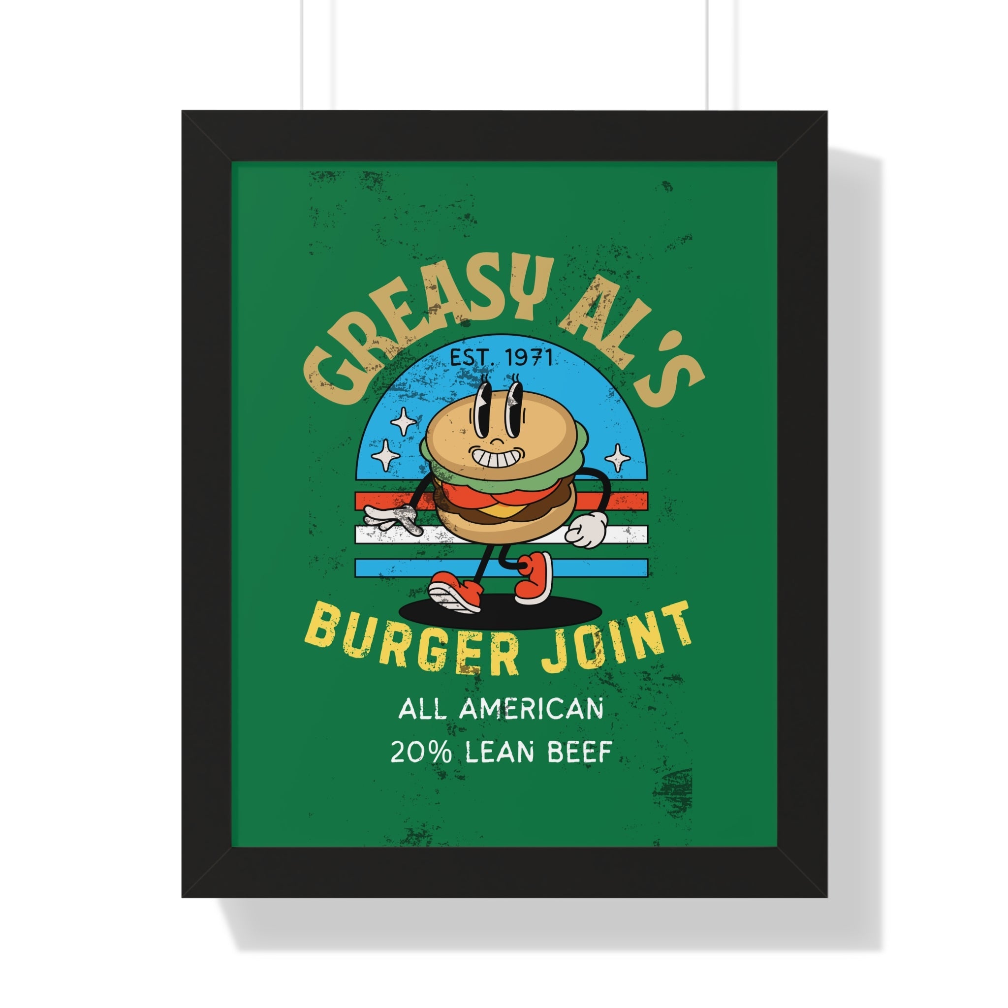 Vintage Greasy Al's Burger Joint Framed Poster, 1971 - Guilty Kick Apparel