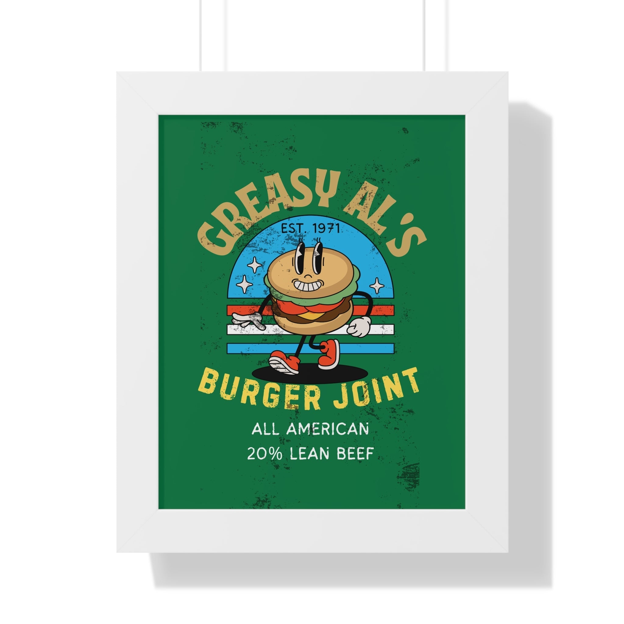 Vintage Greasy Al's Burger Joint Framed Poster, 1971 - Guilty Kick Apparel