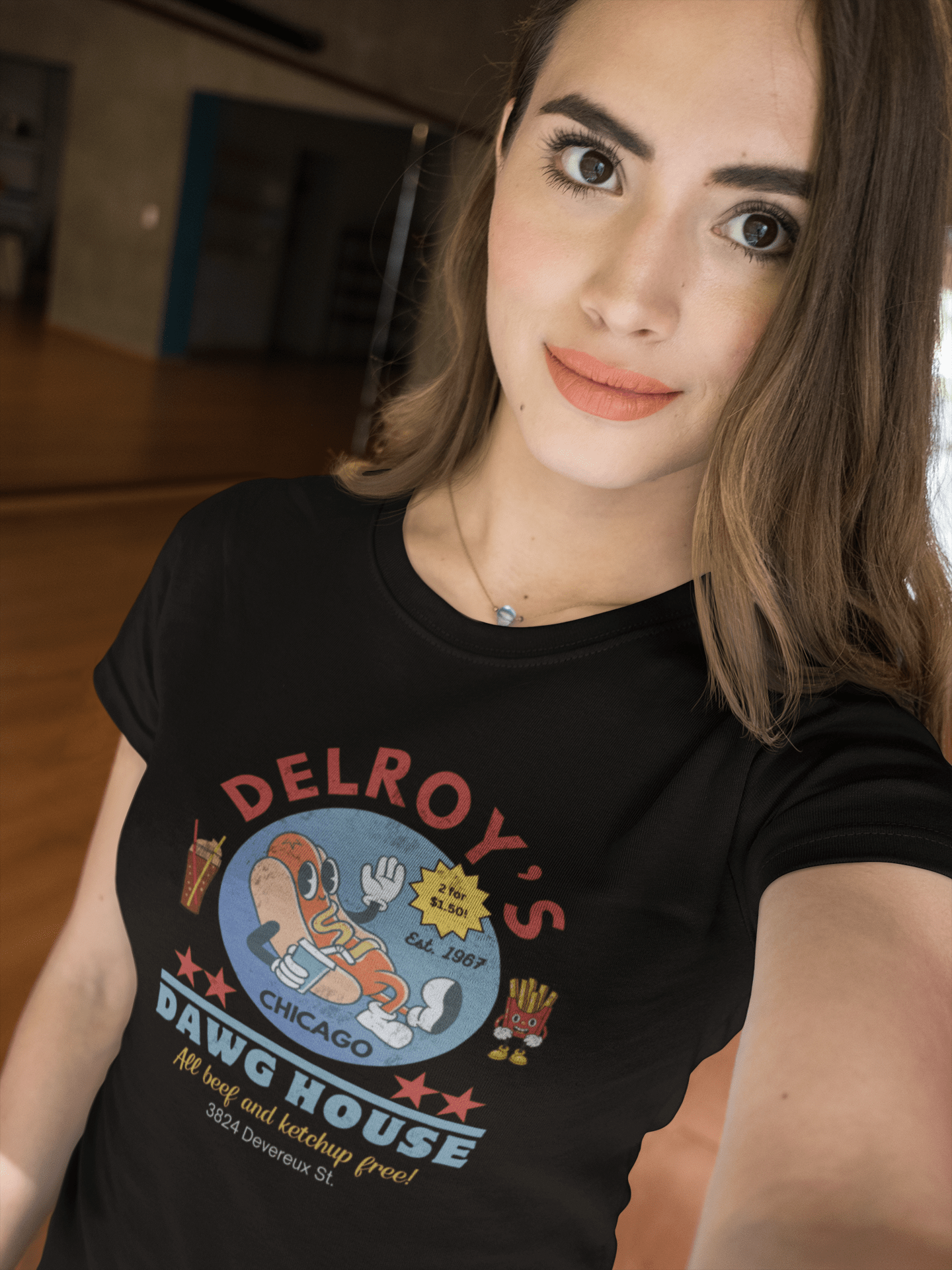 Vintage Hot Dog Restaurant Unisex Tee - Delroy's Dawg House, Chicago 1967 - Guilty Kick Apparel