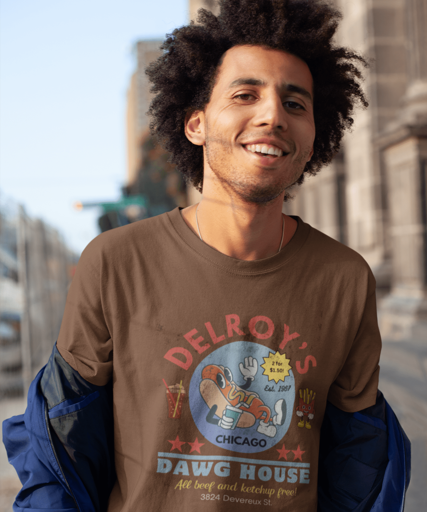 Vintage Hot Dog Restaurant Unisex Tee - Delroy's Dawg House, Chicago 1967 - Guilty Kick Apparel