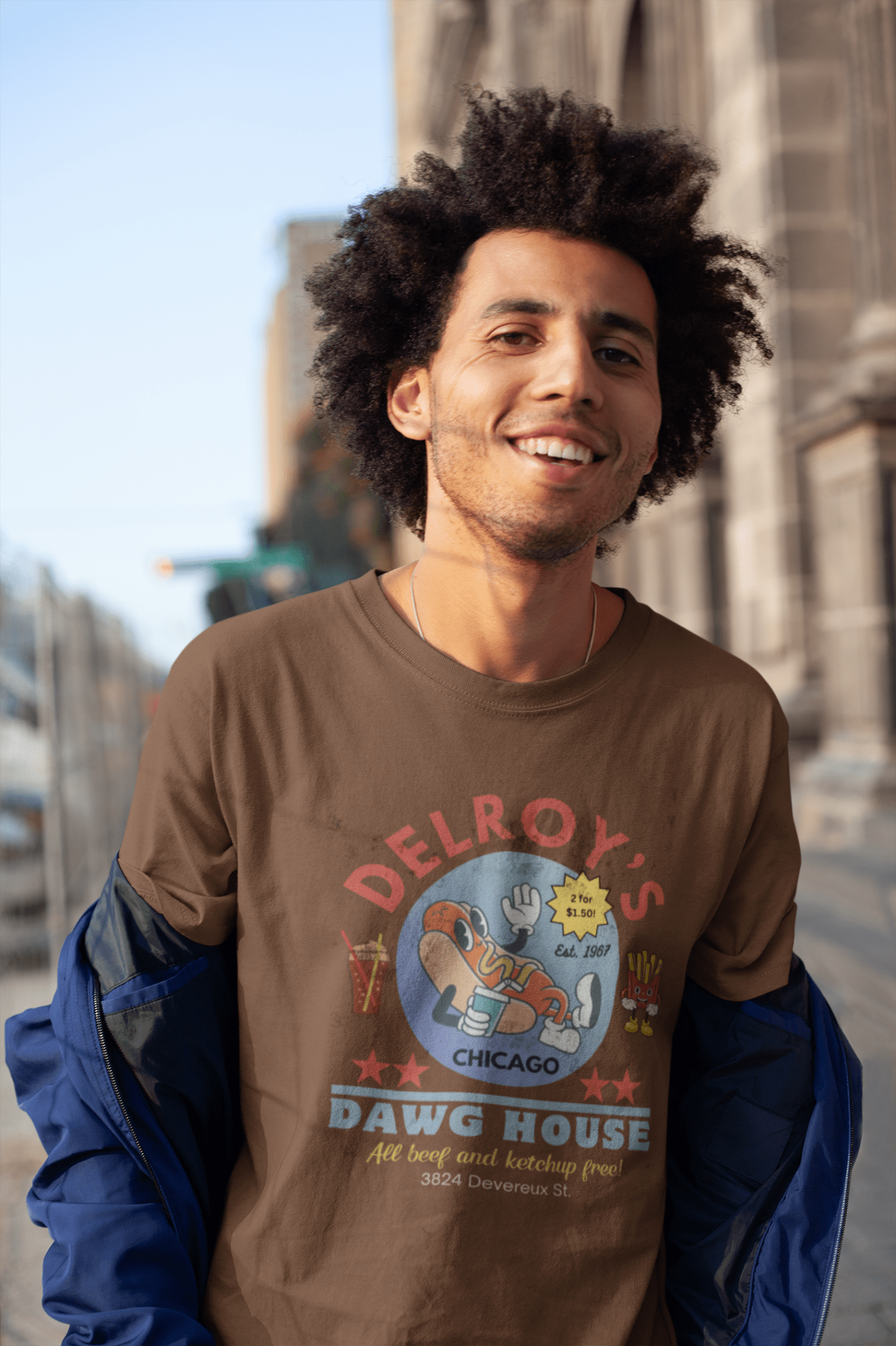 Vintage Hot Dog Restaurant Unisex Tee - Delroy's Dawg House, Chicago 1967 - Guilty Kick Apparel