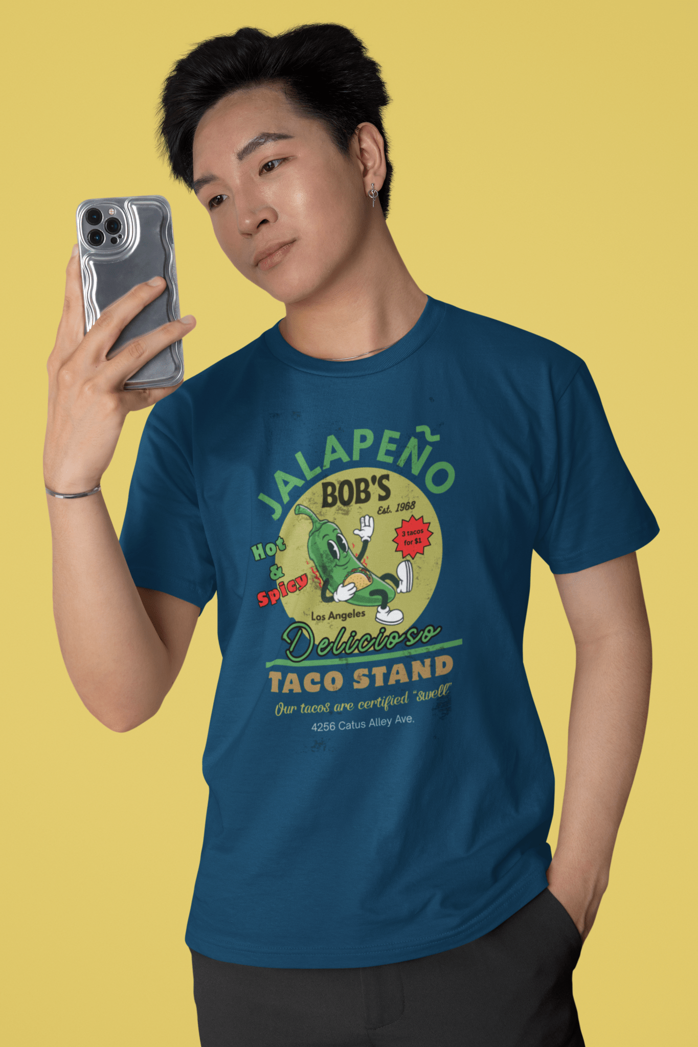 Vintage Jalapeno Bob's Taco Stand Unisex Cotton Crew Tee - Guilty Kick Apparel