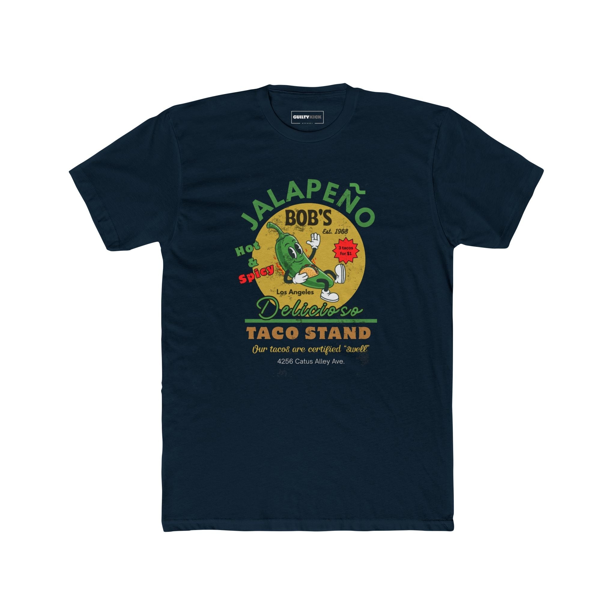 Vintage Jalapeno Bob's Taco Stand Unisex Cotton Crew Tee - Guilty Kick Apparel