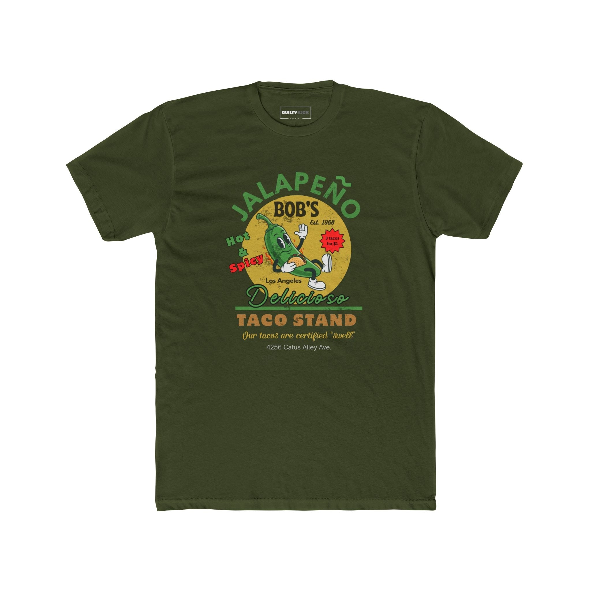 Vintage Jalapeno Bob's Taco Stand Unisex Cotton Crew Tee - Guilty Kick Apparel